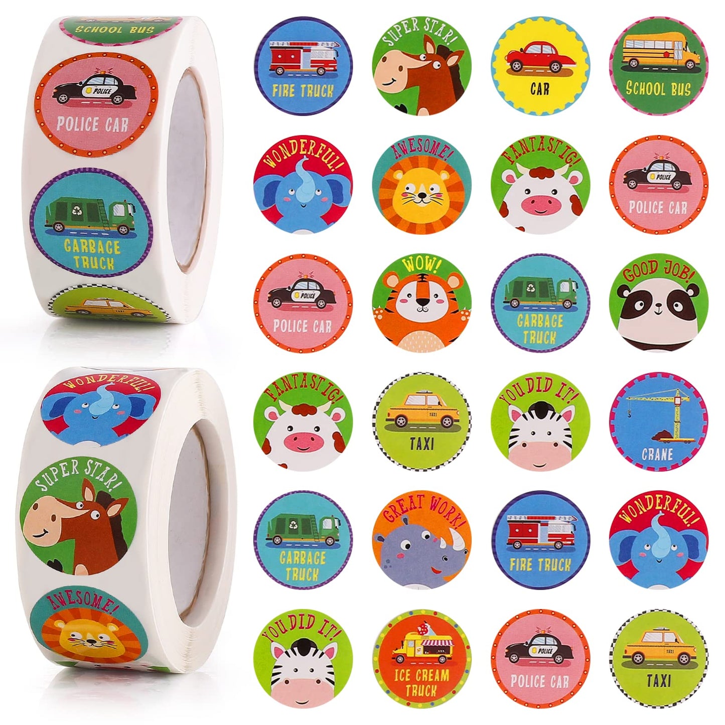 Molain Teacher Stickers, Teacher Reward Stickers Cute Stickers Animal Cartoon Motivational Stickers for Children Kids Teachers Adult 2 Rolls 1 Inch (1000 Pieces)