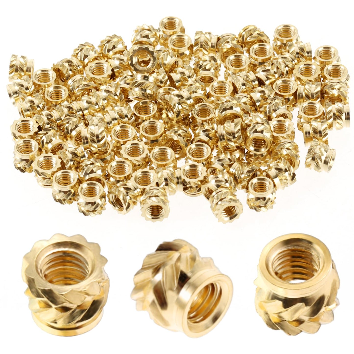 Amabro 100PCS M3x4x5mm Threaded Inserts, 3D Printing Brass Nuts Threaded Inserts Thread Knurled Heat Brass Nut for 3D Printing Parts Laptop Automotive Plastic Shell