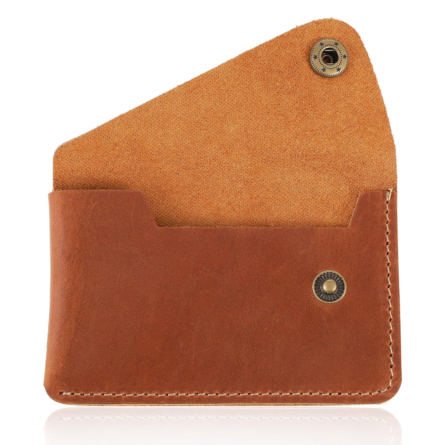 Yuanchu Business Card Case Flip Style, Leather Card Holder, Vintage Credit Card Holder, Slim Credit Card Case, Flat Wallet, Business Name Card Holder, Wallet for Men and Women, brown