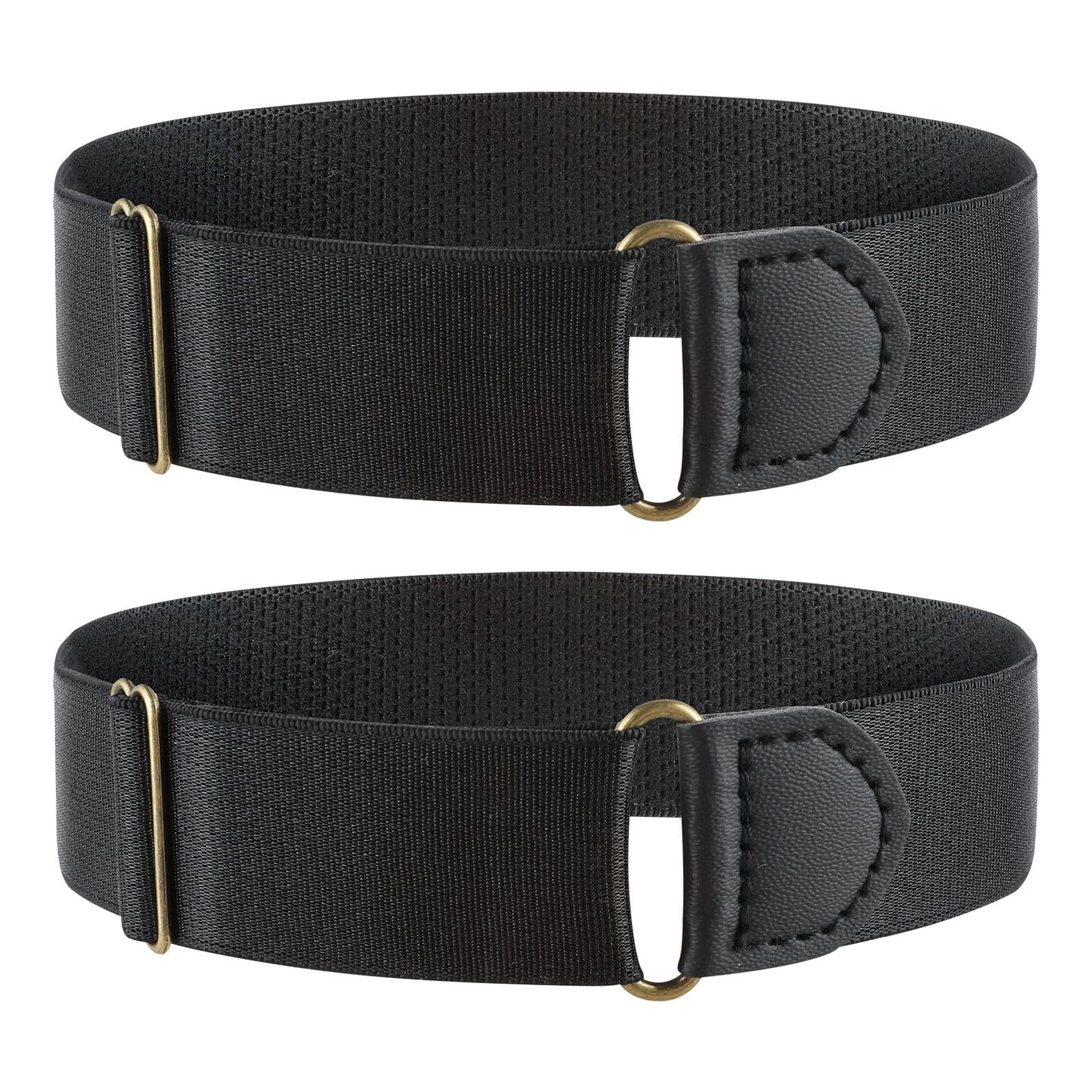 Molain 1 Pair Unisex Anti-Slip Shirt Sleeve Holders, Elastic Adjustable Armband with Non-slip Closure Clips Black Shirt Long Sleeve Holders Armband Sleeve Garters Armbands for Band Stretch Garters