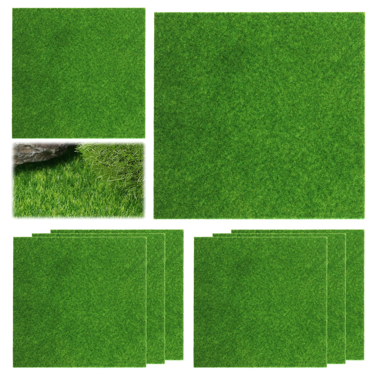 SHENLIU Mini Artificial Grass DIY, Pack of 8 Artificial Grass for Crafts