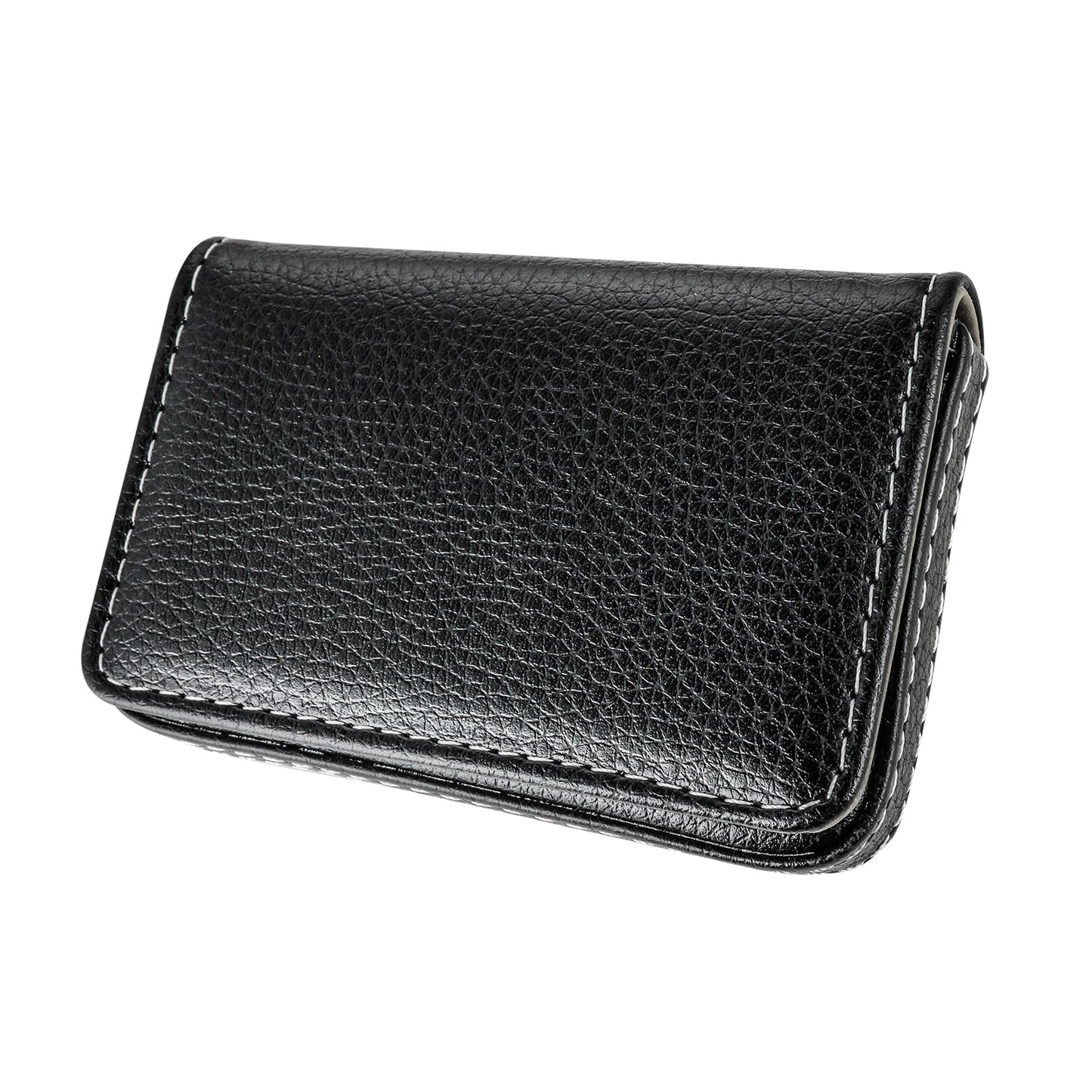 Giantree Credit Card Holder for Women, PU Leather Lychee Pattern Coin Purse Business Name Card Case with Magnetic Shut Business Organizer Bag for Men & Women Bank Card Case(Black)