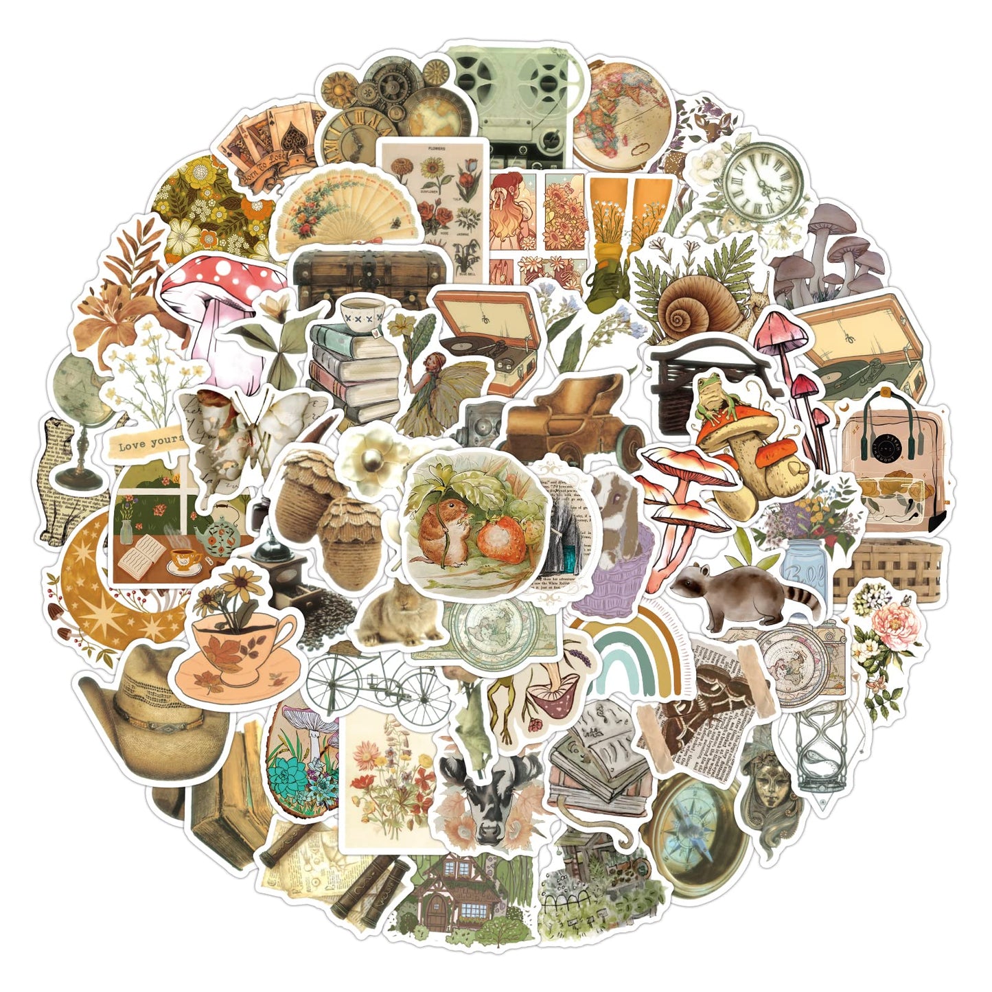 Cobee Vintage Aesthetic Stickers, 100 Pieces Aesthetic Decals Graffiti Waterproof Vinyl Stickers Boho Stickers Pack Vintage Decals for Water Bottle Laptop Phone Skateboard DIY Craft Kits