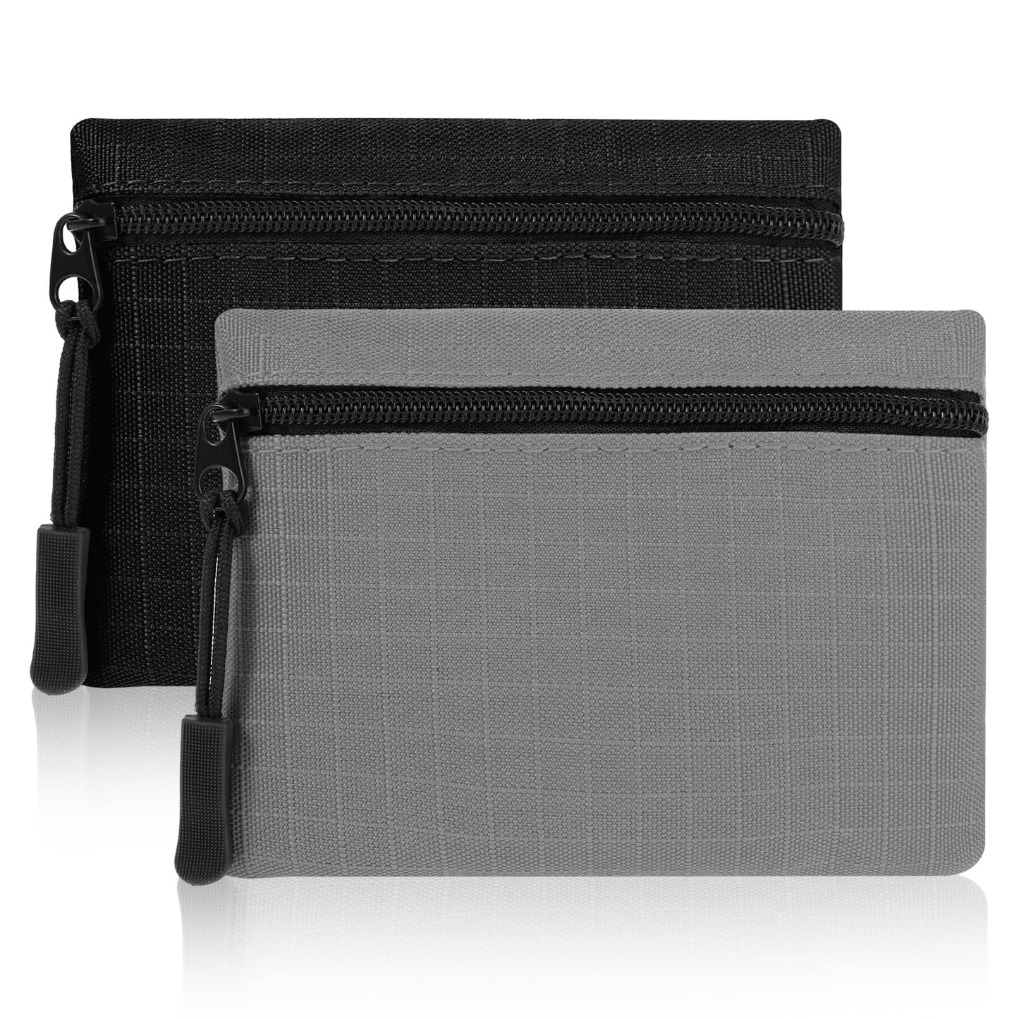 GEEHUA 2-Pack Coin Purse Pouch, Portable Coin Bag Oxford Cloth Water Proof Wallet Zipped Mini Coin Pouch Slim Coin Purse for Women Men