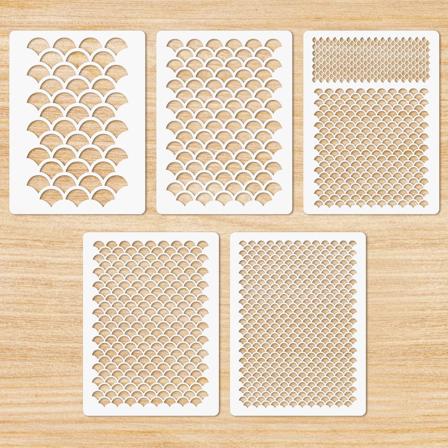 Molain 5Pcs Fish Scale Stencil, Face Painting Stencils Stencils Reusable Stencil Templates DIY Art Painting Templates for Make-up Stencils, Painting, Crafts, Wall Furniture