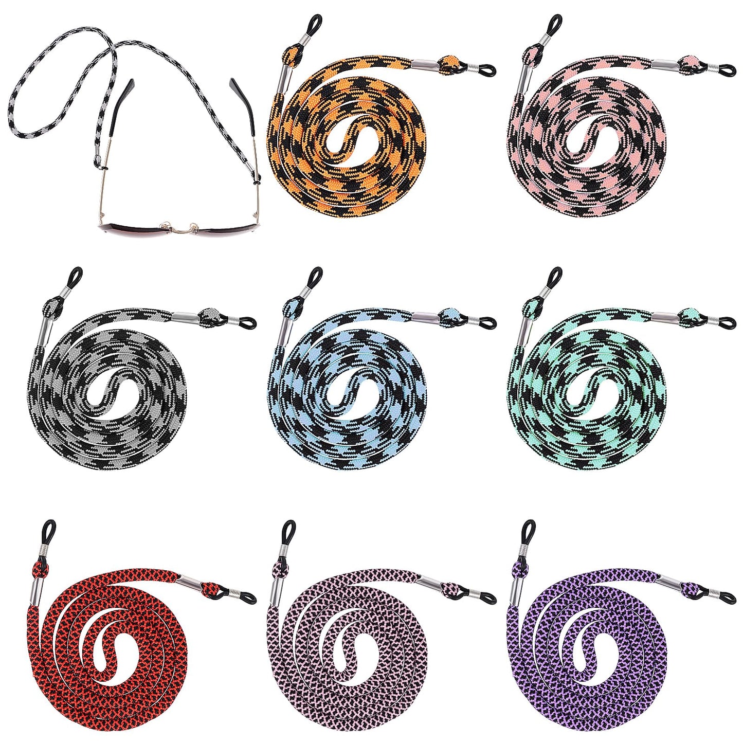 Amabro 8PCS Eyeglass Holder Strap Adjustable Glasses Strap Macaron Anti-loss Glasses Cord Lanyard for Women Men And Kids(Multicolour)