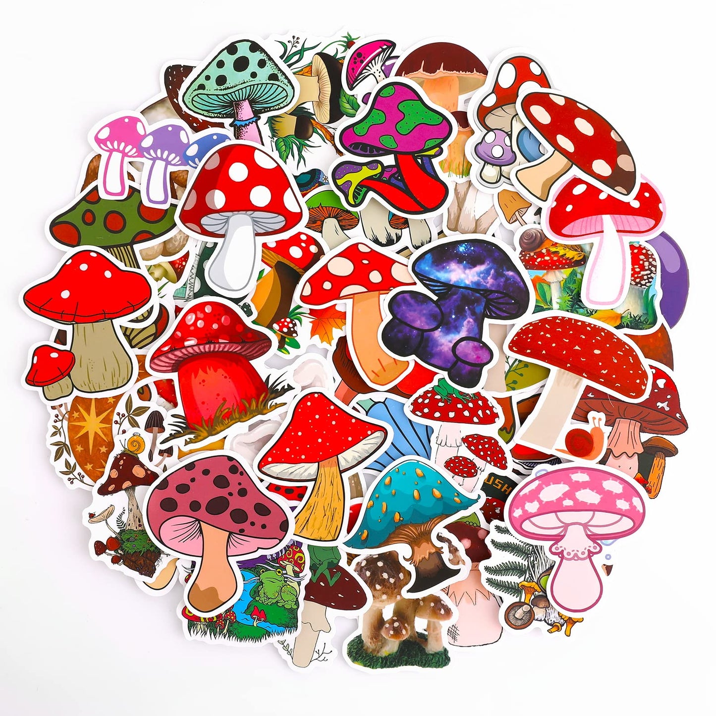 Molain Mushroom Stickers, 100 Pieces Cute Cartoon Stickers Waterproof Stickers Mushroom Graffiti Sticker for Laptop,Skateboard,Water Bottles,Computer,Phone,Guitar