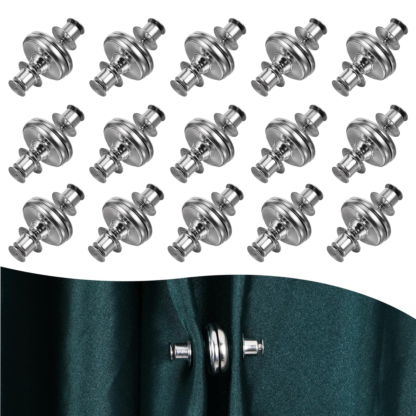 Giantree 15 Pairs Magnetic Curtain Clips, Strong Curtain Magnets Closure, Magnetic Curtain Holder Buckle Pins to Avoid Light Leaking and Keep Curtain Closed for Home Bedroom Office Draperies
