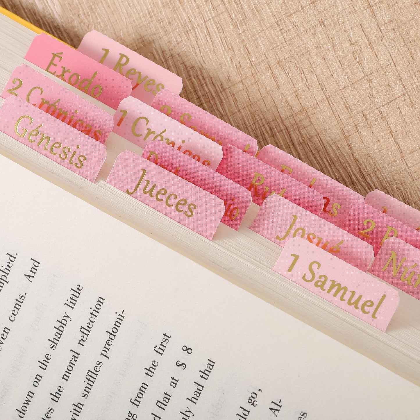 XLIUAX Pack of 90 Bible Tabs for Bible Study, Bible Registers for Women, Large Print Bible Chapter Tabs, Laminated Bible Tabs, Old and New Testament with Blank Bible Tabs, Bible Accessories, Pink