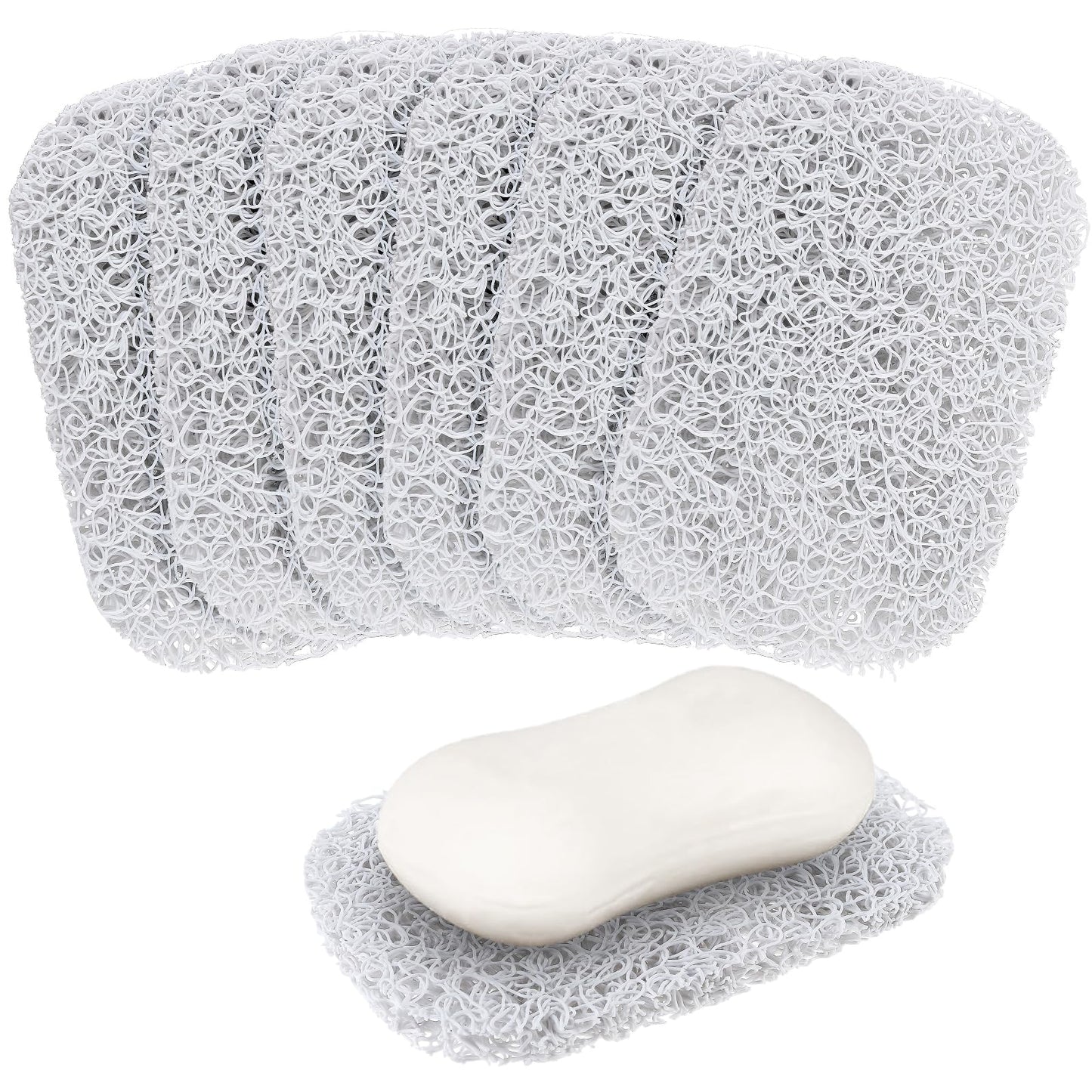 Amabro 6PCS Soap Holder Pads, Non-Slip Soap Bar Savers Self-Draining Soap Lifting Pads for Soap Dish BPA-Free for Shower Kitchen Bathroom Travel Hotel Cleaning Supplies(White)