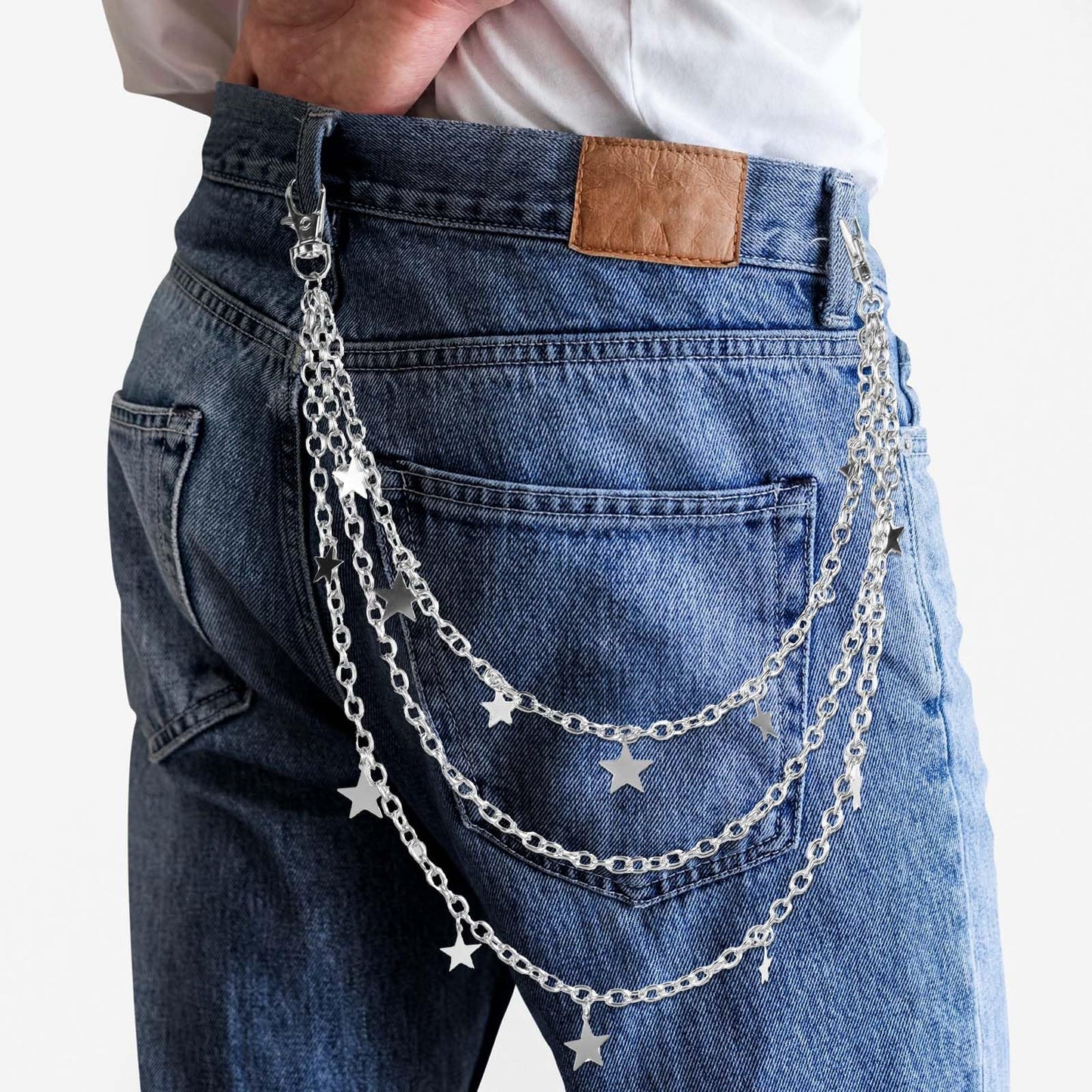 simarro Womens Vintage Pants Chain Belts, Star Jean Chain Belt Adjustable Metal Chain Belt Waist Chain Body Accessories for Women Girls, Rock Wallet Chain(Style2)