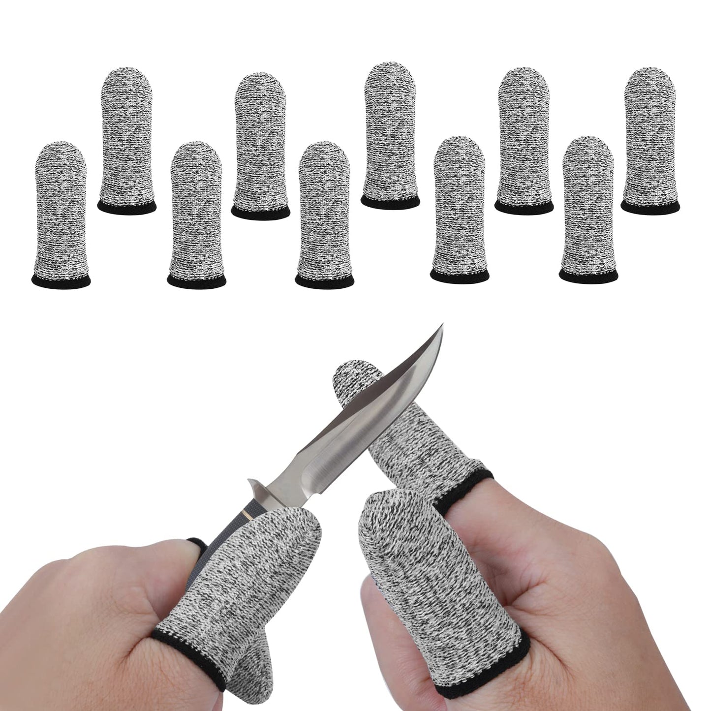 cobee Cut Resistant Finger Cots, 10 Pieces Reusable Finger Thumb Cots Finger Protector Breathable Finger Sleeves for Work Kitchen Garden Sculpture