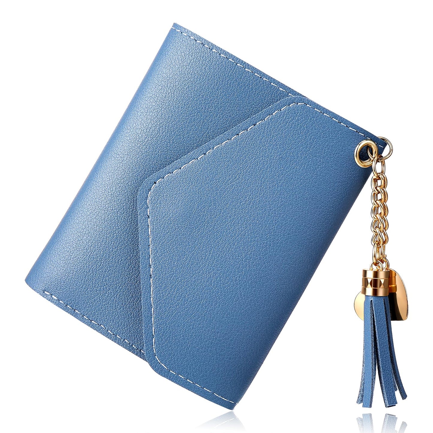 cobee Small Wallet for Women, Slim Leather Credit Card Case Holder Coin Zipper Purse ID Card Holder Clutch Wallets for Women (Blue)