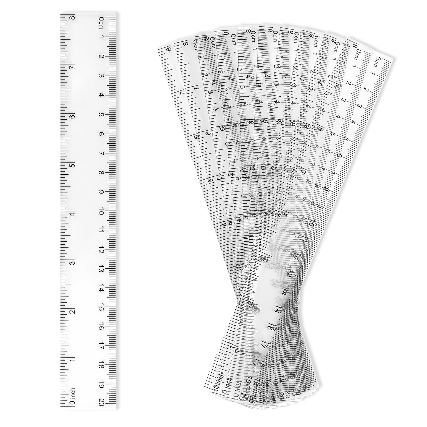 cobee Clear Plastic Ruler, 10pcs 8 Inch Straight Ruler, Shatterproof Clear Plastic Ruler, Transparent Plastic Ruler Kit, Measuring Tool for Students School Kids Classroom Office Supplies