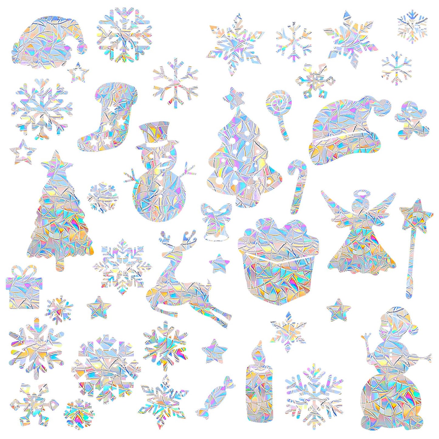 AOZUO Pack of 75 Snowflakes Window Decorations for Christmas, Winter Christmas Decoration, Window Suncatcher Decoration, Double-Sided Reusable Static Adhesive Window Decoration Snowflakes