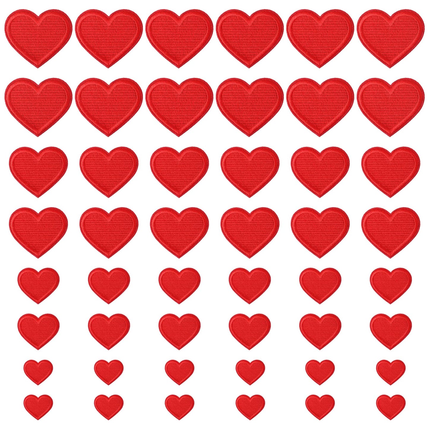 WJIAAA Red Heart Embroidered Applique Patches,48 Pcs Heart Patches Iron,Valentine's Day DIY Sew on Patch Iron on Patch for Clothing Jackets Jeans Skirts Backpacks Hats Arts Craft Sew Mak