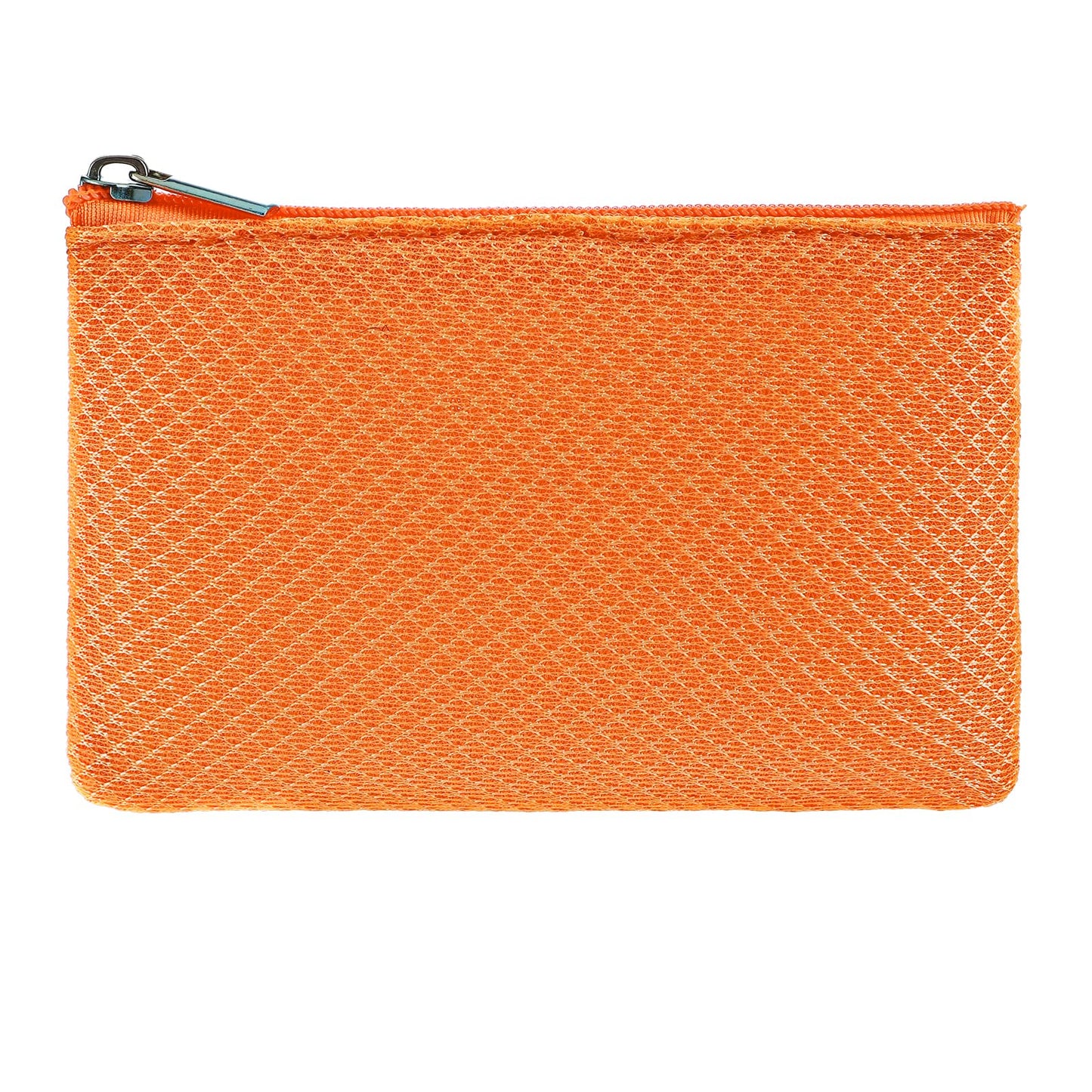 GEEHUA Small Coin Purse, Mini Mesh Pouch with Zipper Wallet Change Holder Portable Coin Bag for Women Men Sports Credit Card ID Key Lipstick(Orange)