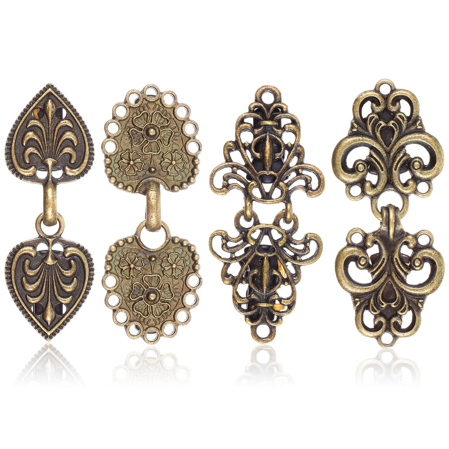 Yuanchu 4 Pairs Vintage Sweater Clips, Retro Shirt Clips Dress Cinch Clips Cardigan Clip Shawl Clips for Women Clothing Waist Clip Clasps, Zine Alloy, man-made