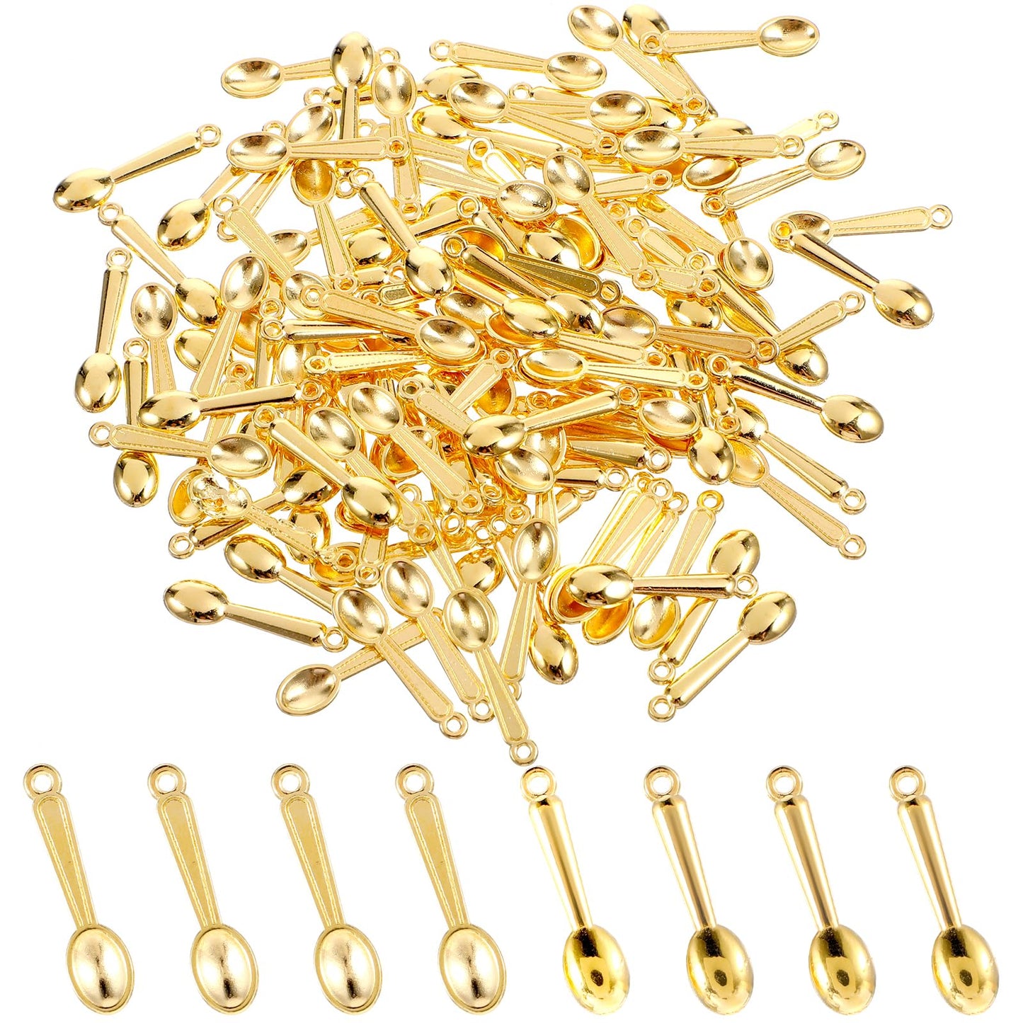 Yuanchu Pendant Small Spoon Tableware, 120 Pieces 3D Alloy DIY Antique Charms Jewellery Accessories Perforation Accessories Nail Art Wedding Party Favours Room Decoration, 2,3 x 0,6 cm / 0,9 x 0,23in,