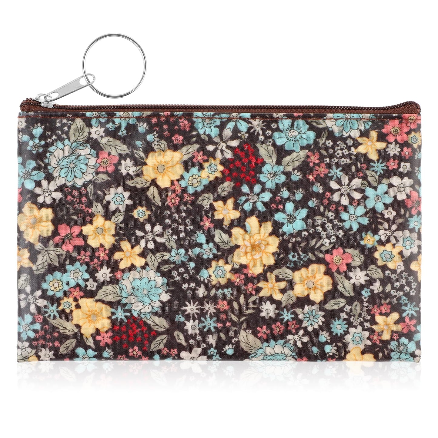 Amabro Small Coin Purse for Women, Boho Wallet Coin Bag with Keychain Zipper Pouch Change Wallet Cash Lipstick Storage(Black)