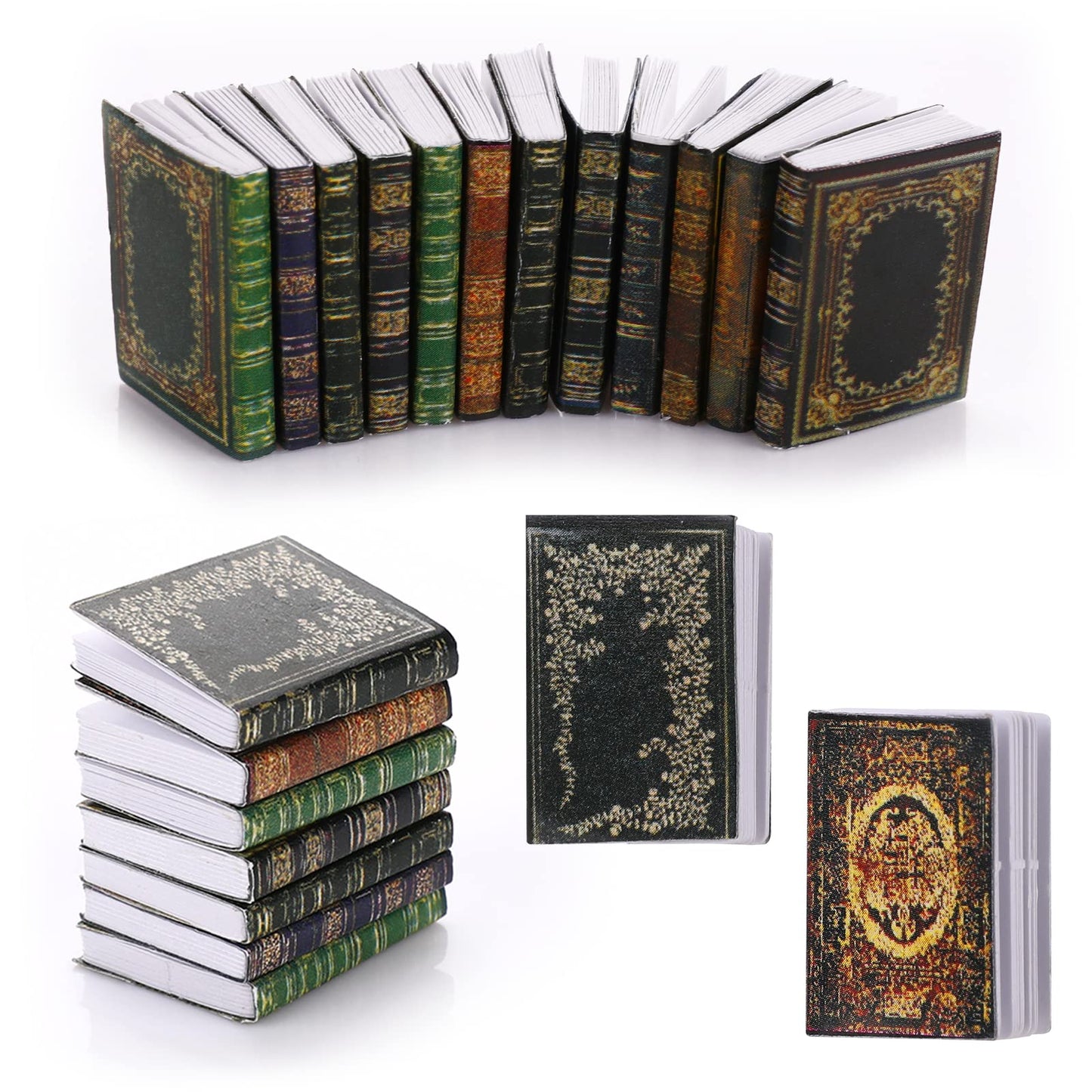 Molain Miniatures Dollhouse Books, Mini Books Dollhouse Accessories 1:12 Miniatures Books Dollhouse Decoration Accessories for Dollhouse Study Room Bedroom Library (12 Pcs B) (511783-UK)