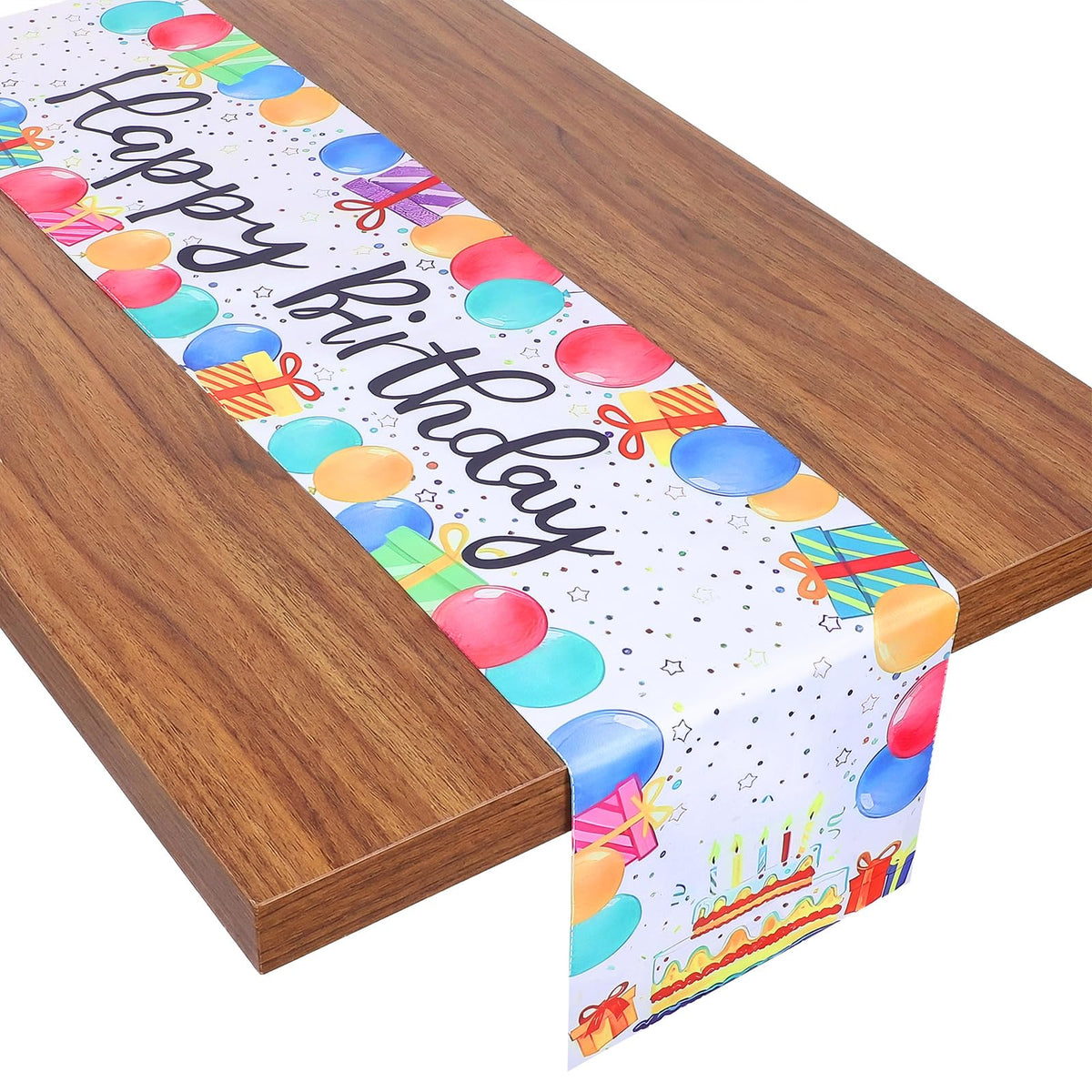 DOPENSPI Happy Birthday Table Runner, 72×13In Colorful Birthday TableRunner