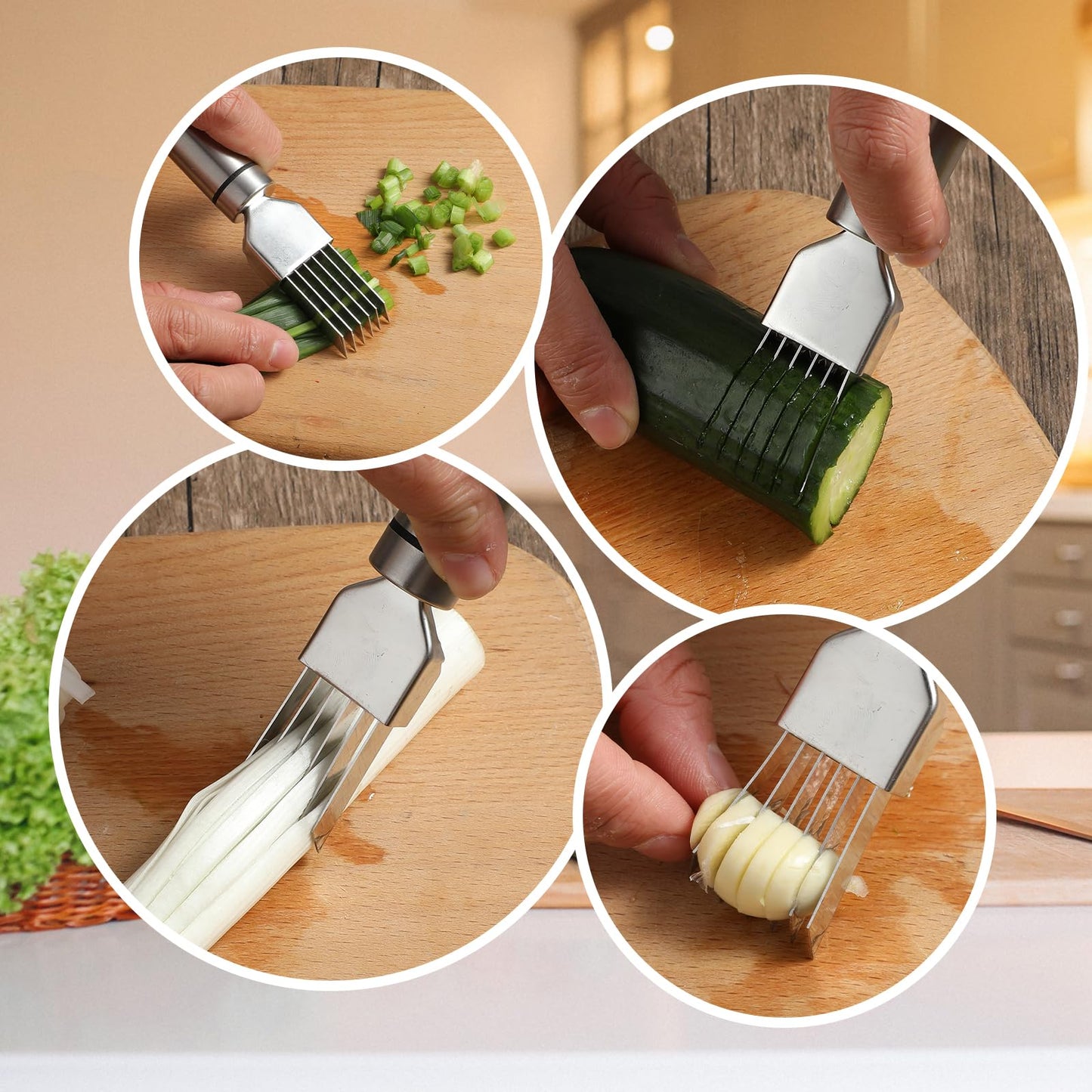 Yuanchu Shred Silk The Knife, Stainless Steel Spring Onion Slicer, Chopped Green Onion Knife, Scallion Slicer, Onion Knife, Chopping Cutter, Household, Multifunctional Food Slicer, Gadget for Many