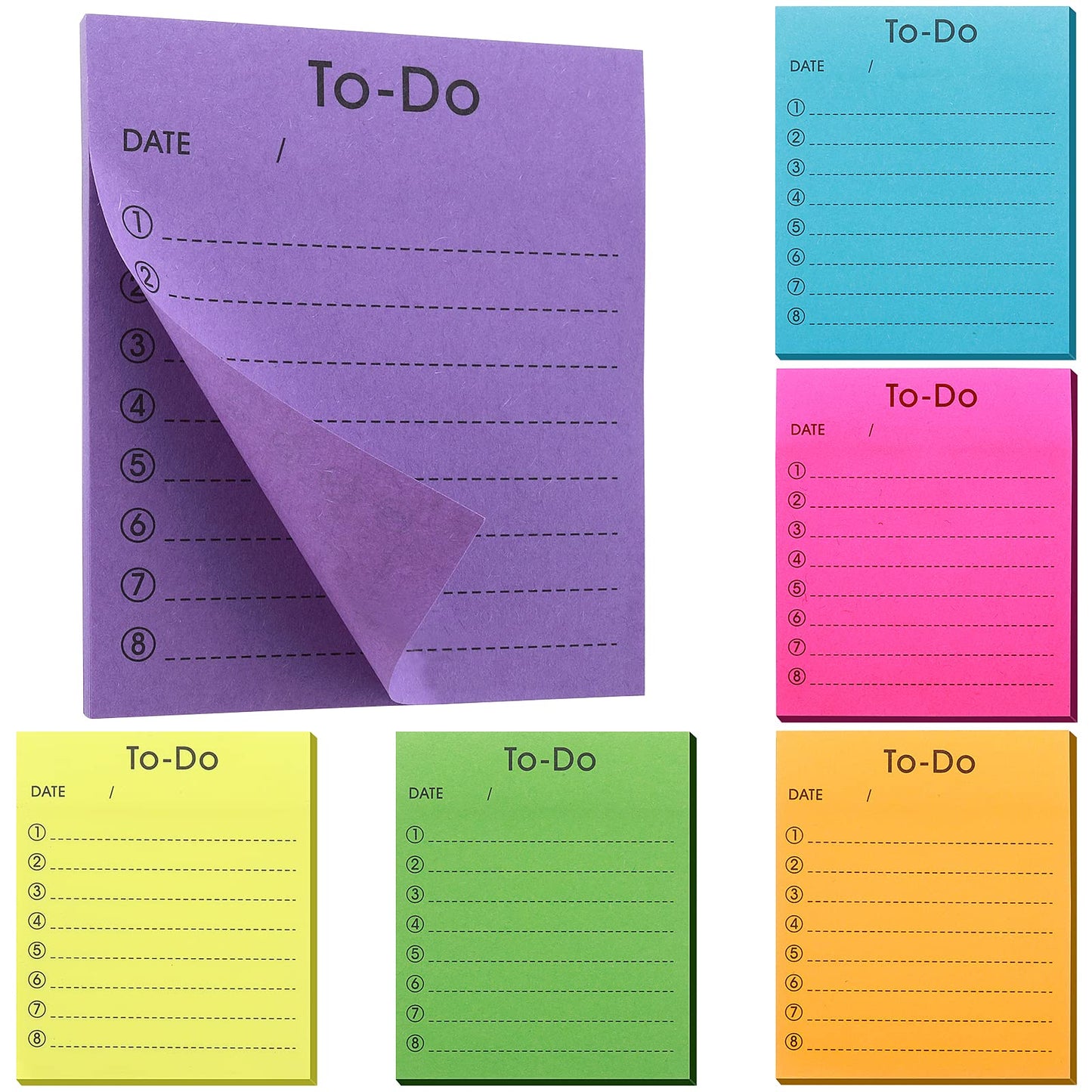 cobee to Do List Self-Stick Notes, 6 Pack Colorful to Do List Sticky Notepads Lined Sticky Notes Daily Planner Sticky Notes Home School Office Supplies 300Sheets