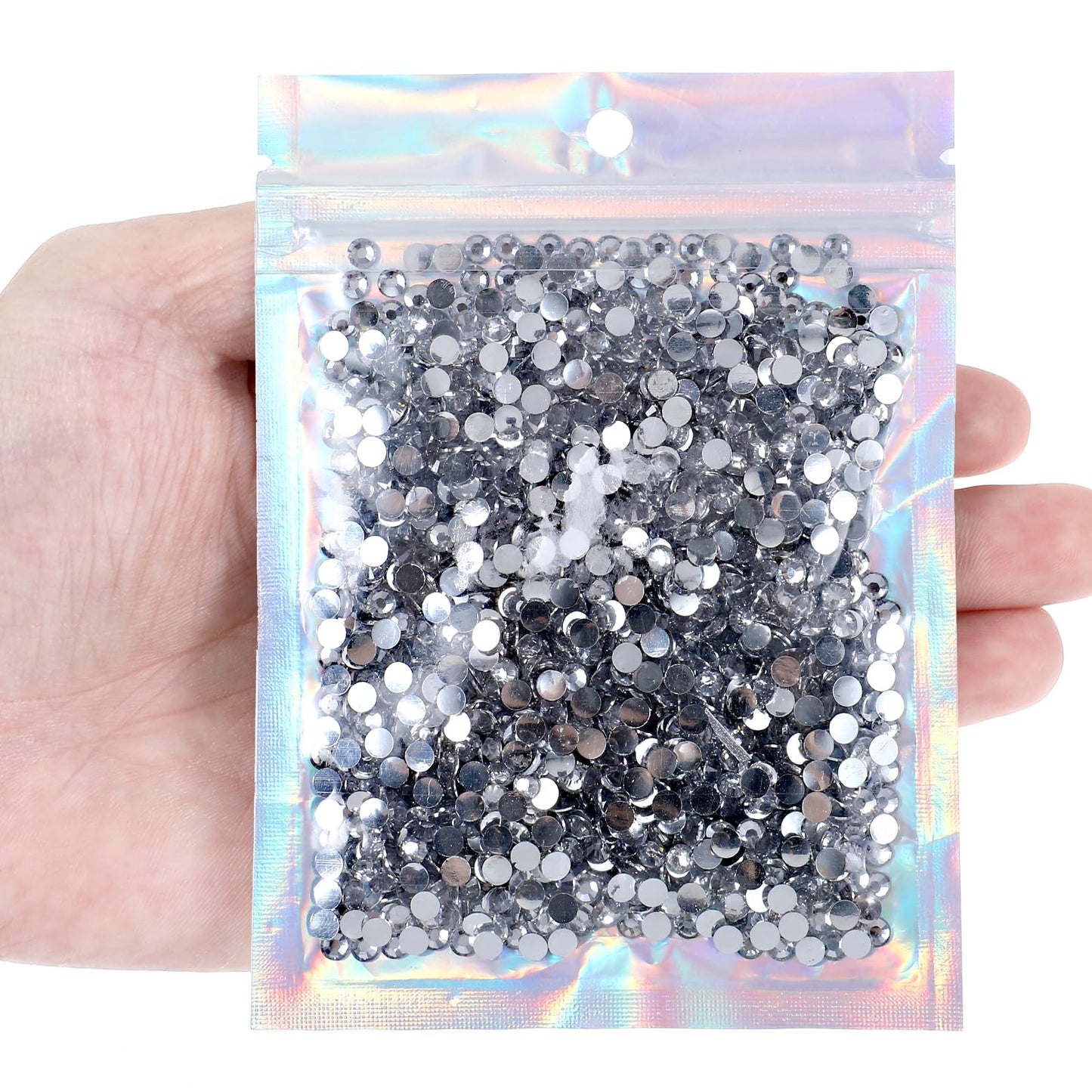 TIESOME 3000Pcs 4mm Resin Rhinestones, Glitter Sequins Embellishments Gemstones Hotfix Flatback Crystal Bling Diamonds for Nails, Clothing, Cups, Bottles, DIY Makeup Craft Decoration (White)