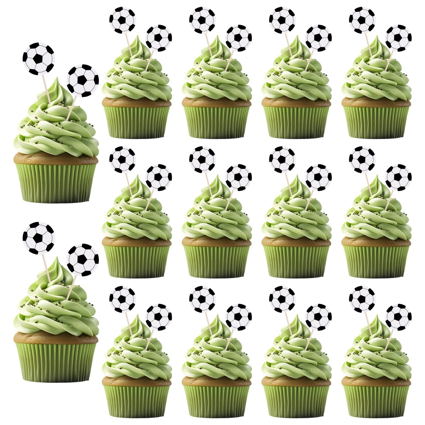 Molain 48Pcs Soccer for Cake Decorating, Vivid Football Cake Topper Football Cupcake Decorating for Wedding Birthday Anniversary Sport Themed Party Decorating Prince Games
