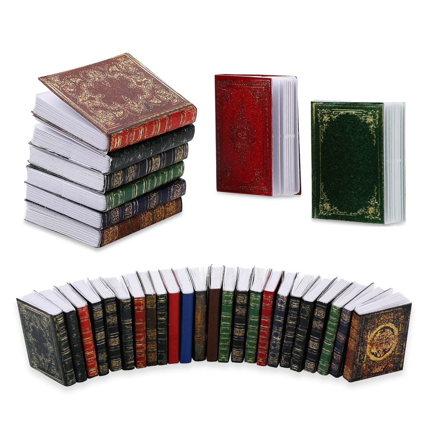 cobee Miniatures Dollhouse Books, 12 Pieces Mini Books Dollhouse Accessories 1:12 Miniatures Books Dollhouse Decoration Accessories for Dollhouse Study Room Bedroom Library (24 PCS)