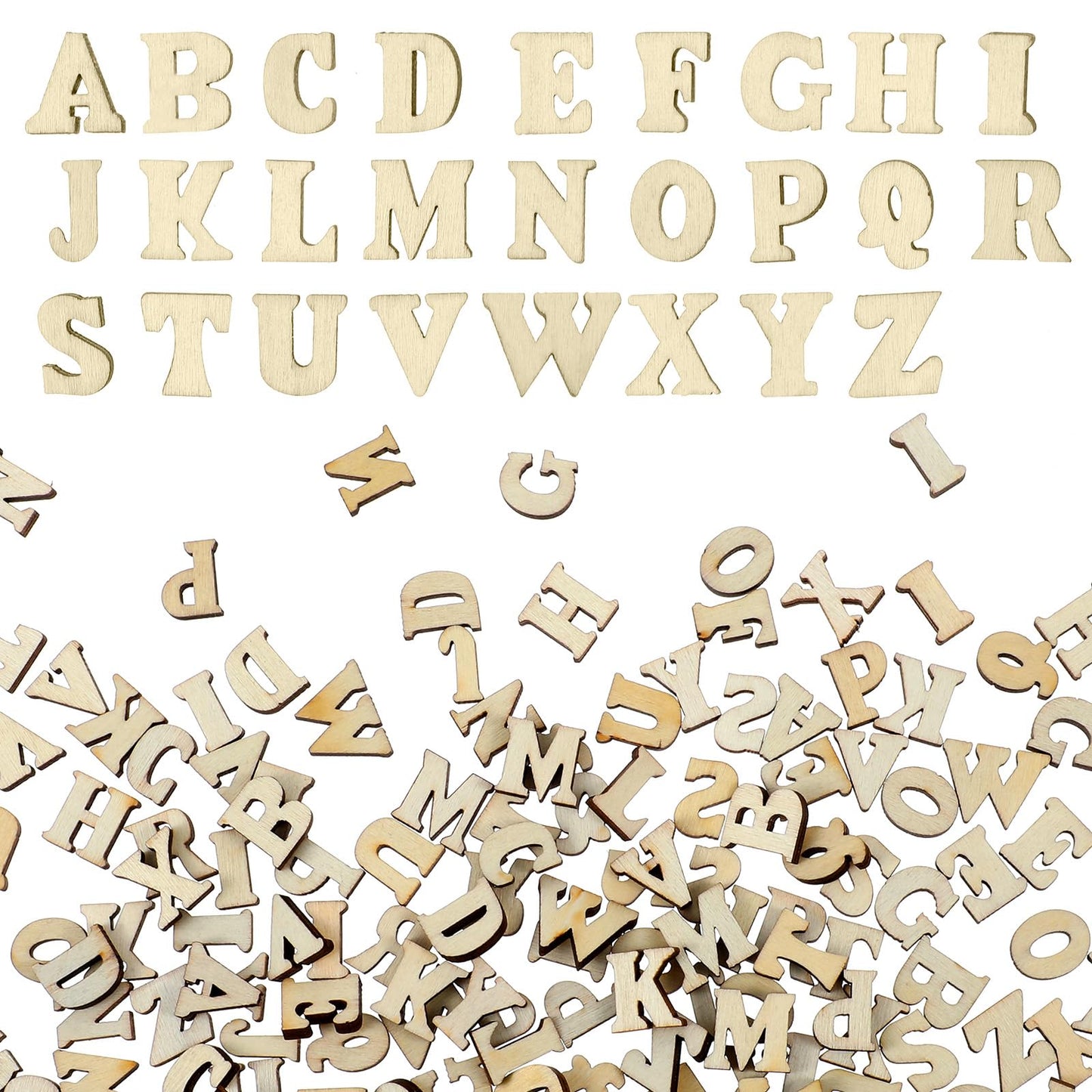 Yuanchu Pack of 416 Small Wooden Letters, 15 mm Wooden Letters for Crafts and Painting, Lower Case Letters (A-Z), Unfinished Wooden Letters Decoration for DIY Craft Projects, Early Learning, Wedding,