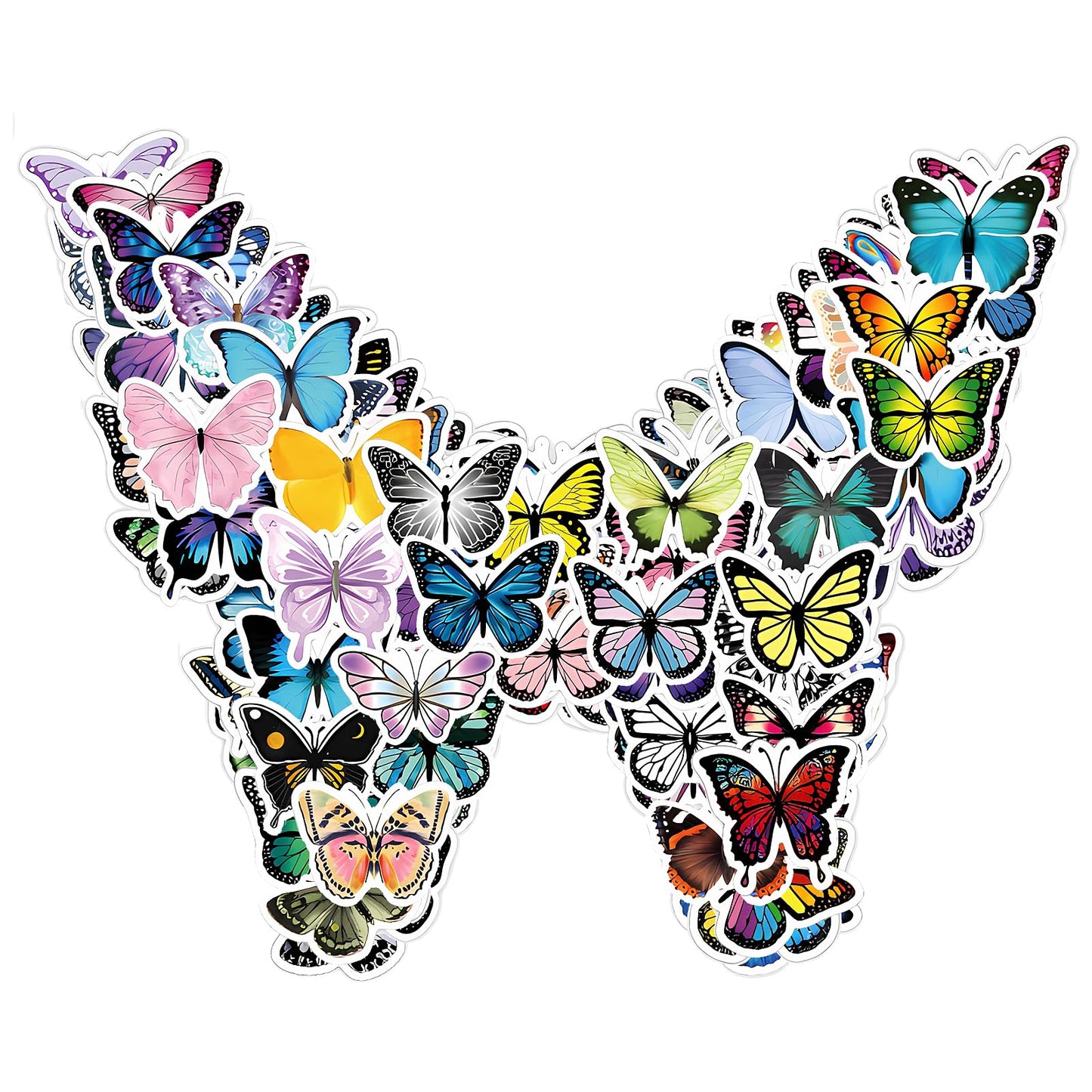 simarro 120Pcs Butterfly Sticker, Butterfly Waterproof PVC Cute Stickers for Scrapbook Window Water Bottle Envelope DIY Photo Laptops Phone Skateboard Decals