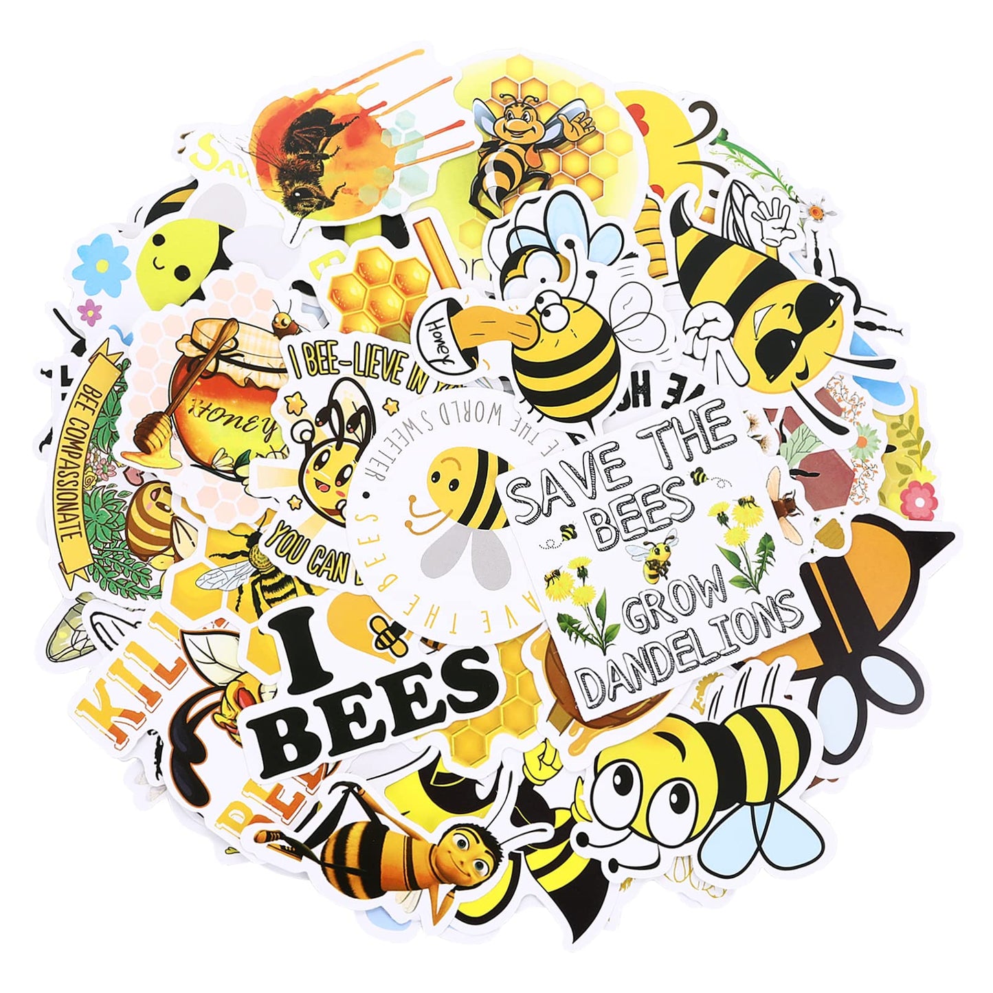cobee Honeybee Stickers, 100Pcs Cartoon Bee Decals Waterproof Vinyl Stickers DIY Decor Stickers for Laptop Computer Kids Teens