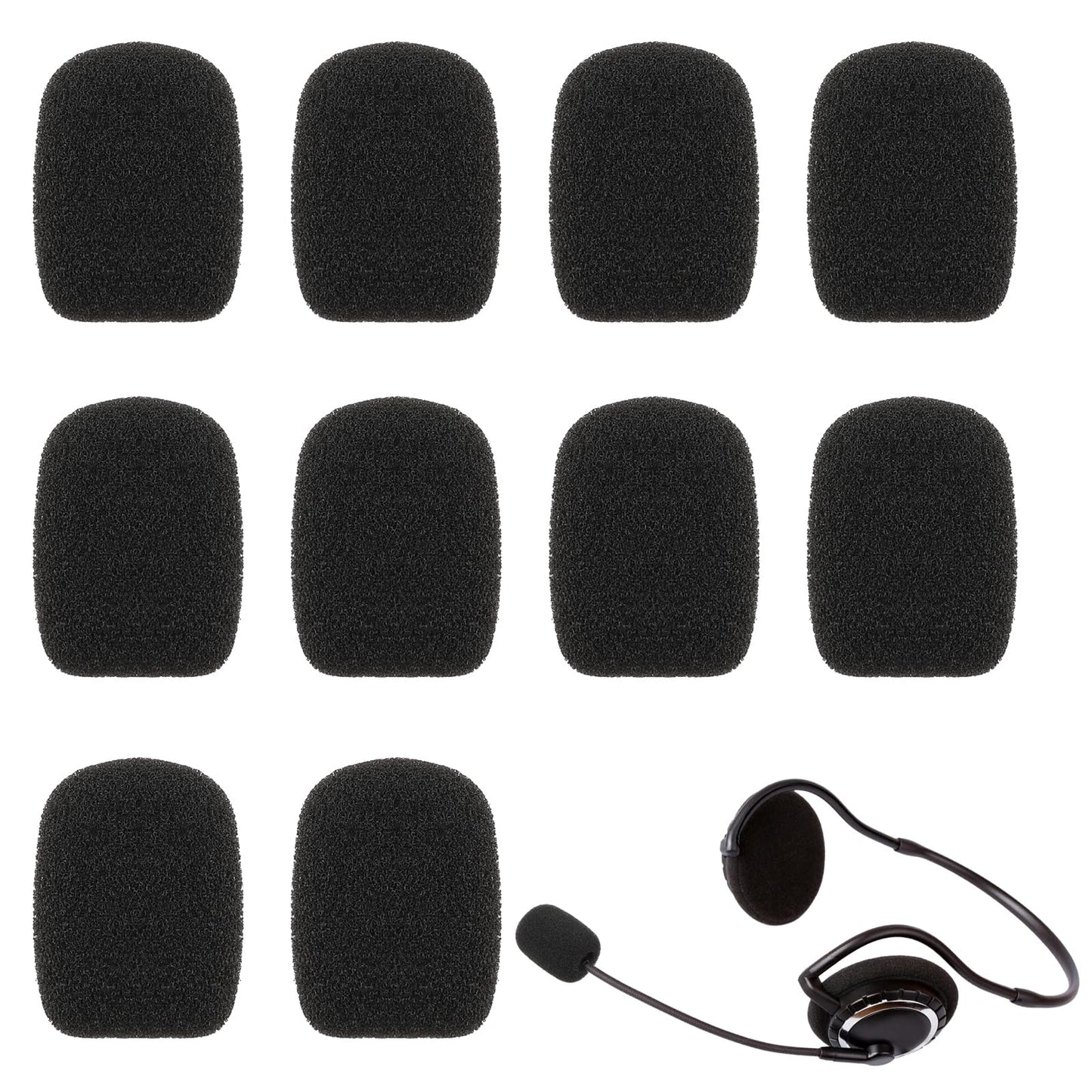 Molain 10/30Pcs Headset Microphone Covers Foam, Noise Reduction Lapel Headset Microphone Sponge Mini Cover Microphone Wind Protection Cover for Variety of Headset Microphone (10)