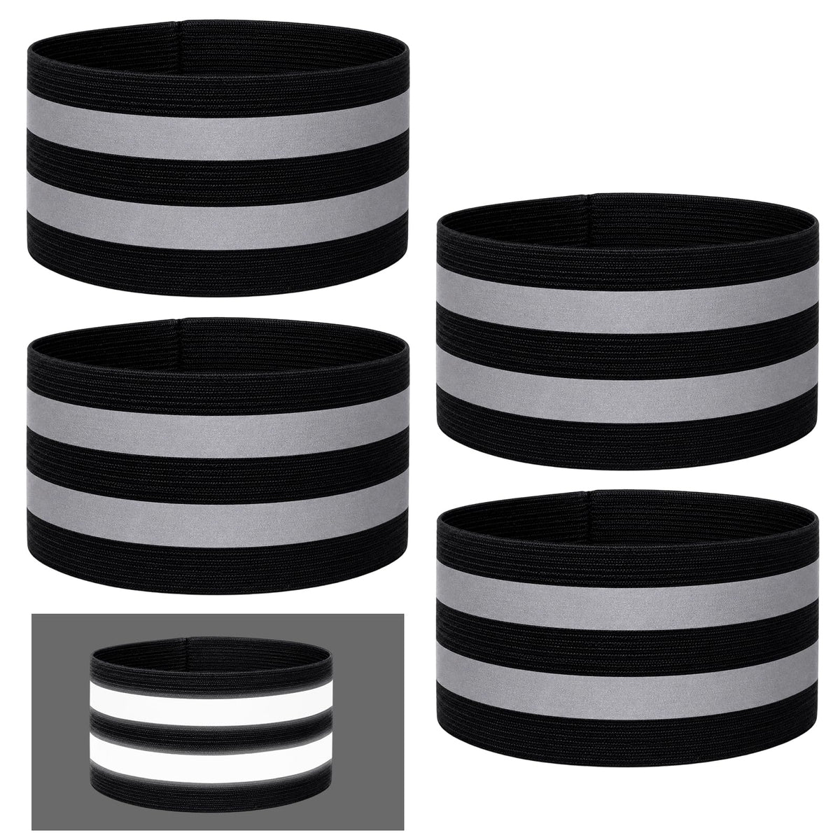 JJUNW Pack of 4 Bicycle Trouser Clips, 5 cm Wide, Elastic Reflective Band