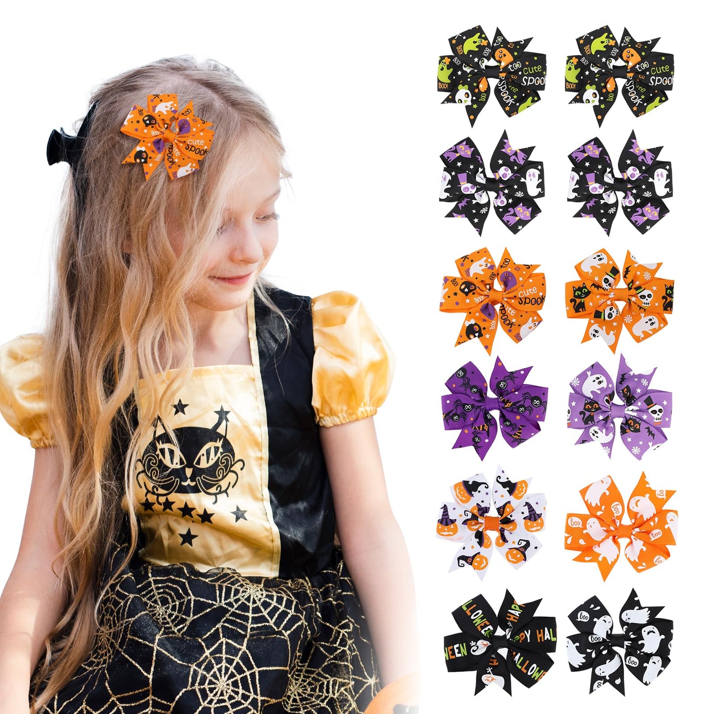 TIESOME Halloween Hair Clips, 12Pcs Cute Funny Pumpkin Head Spooky Candy Halloween Theme Hair Clip Accessories for Girls, Women