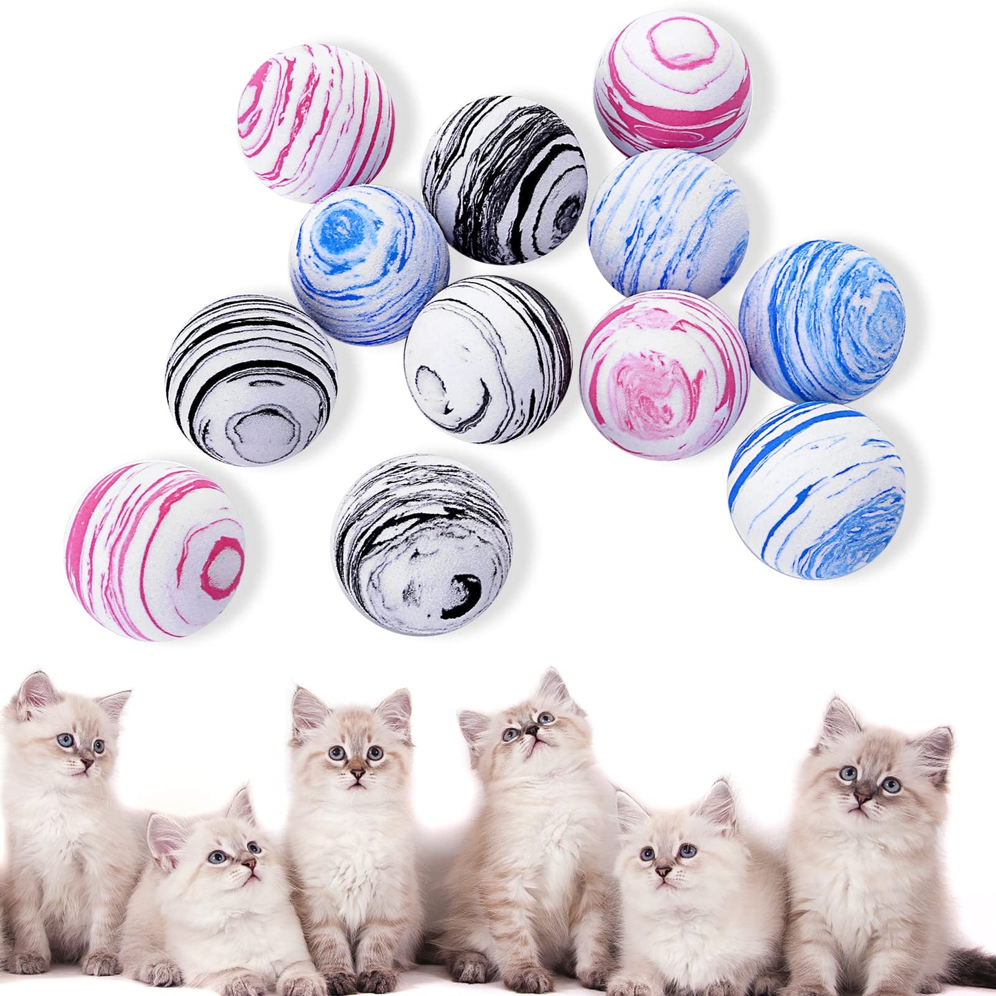 cobee Large Cat Ball Toy, 12 Pieces 4cm Rainbow Cat Toy Ball Interactive Cat Toy for Indoor Cat Kitten Play Toy for Training Sports