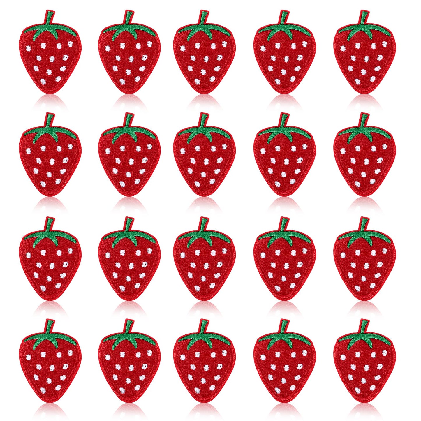 Jeffdad 30PCS Cute Strawberry Embroidered Iron on Patches Fruit Decorative Patches Embroidered DIY Sew on Iron on Patches for Shirts, Jeans, Hats, Coats, Jackets, Backpacks
