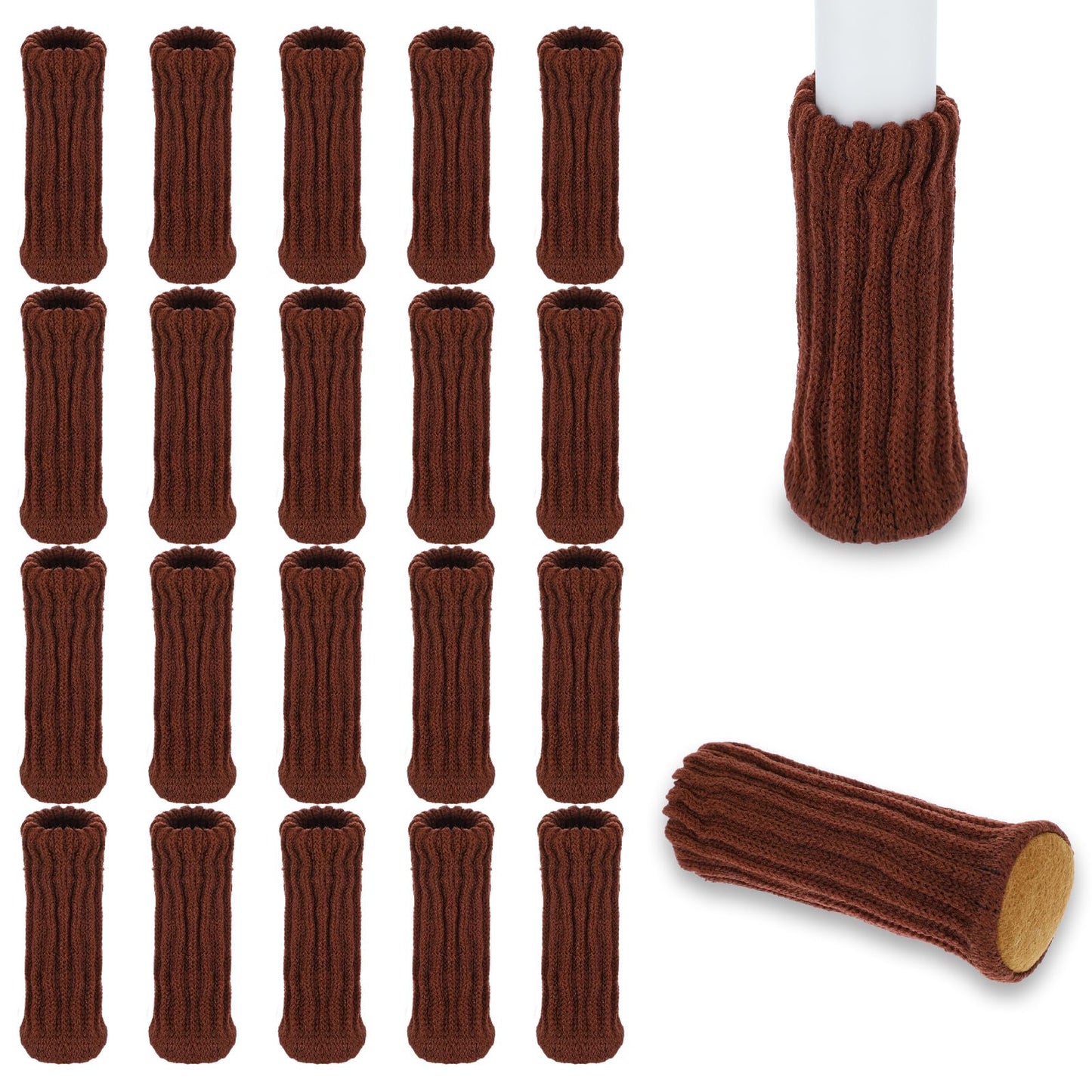 Yuanchu Pack of 20 Chair Socks, Knitted Furniture Socks with Feeling Pads, Elastic Furniture Legs, Chair Leg Protectors, Non-Slip Pads for Chair Legs, Table, Floor Protection, Prevents Scratches and