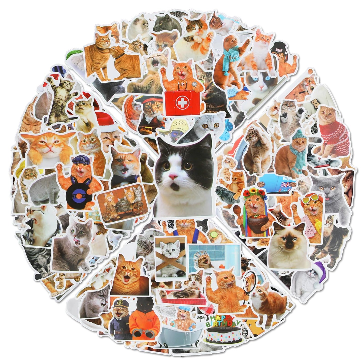 cobee 200 Pcs Cute Cat Stickers, Funny Cat Decals Waterproof Vinyl Stickers Kawaii Decals for Cat Lovers Water Bottle Scrapbook Phone