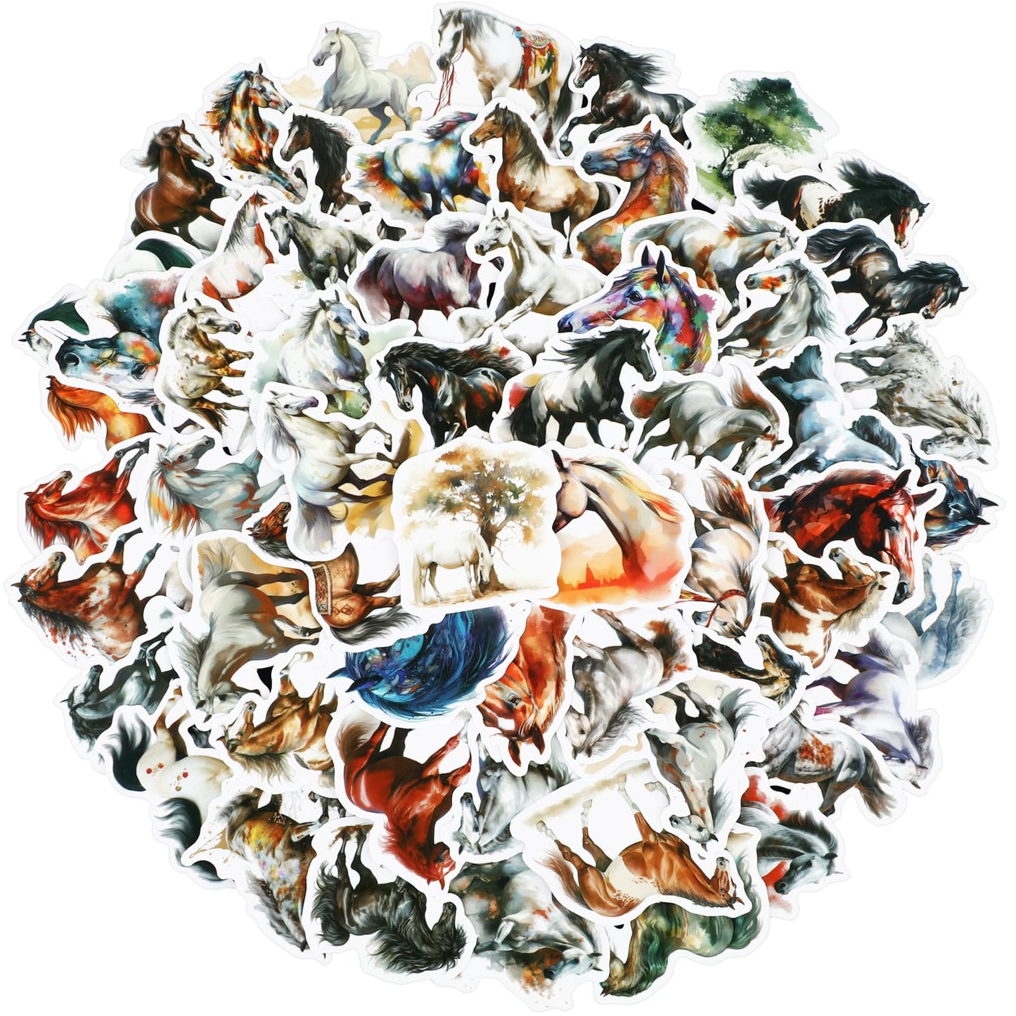 Giantree 60 Pcs Horse Stickers, Waterproof Vinyl Animal Stickers Water Bottles Laptop Car Luggage Mobile Phone Skateboard Decal Decor Perfect Horse Stickers Gifts for Girls Boys Teens Adults