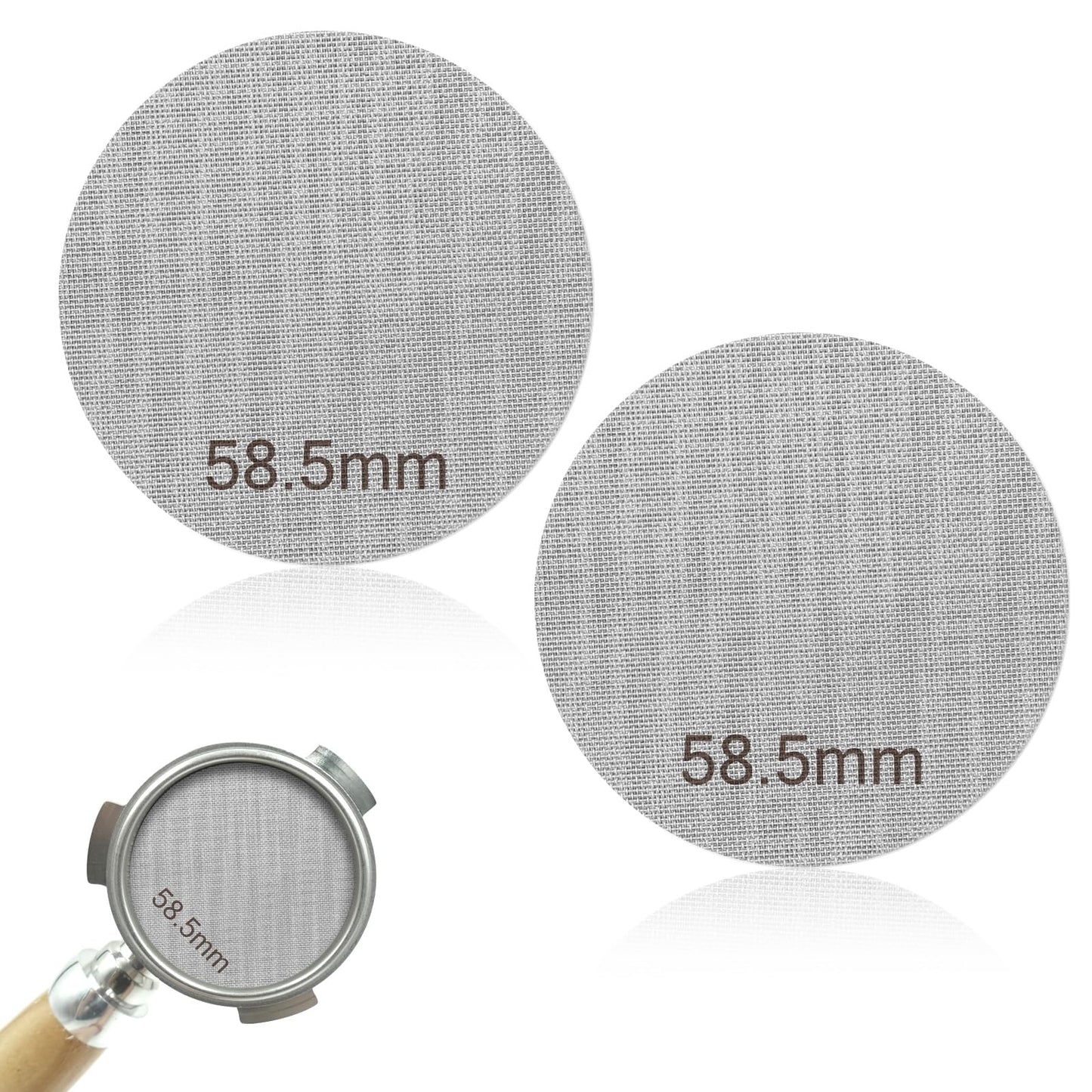Giantree 2 Pcs 58.5mm Espresso Puck Screen, Reusable Espresso Screen Filter for Espresso Portafilter Filter Basket 1.7mm Thickness 150μm Coffee Filter Mesh 316 Stainless Steel