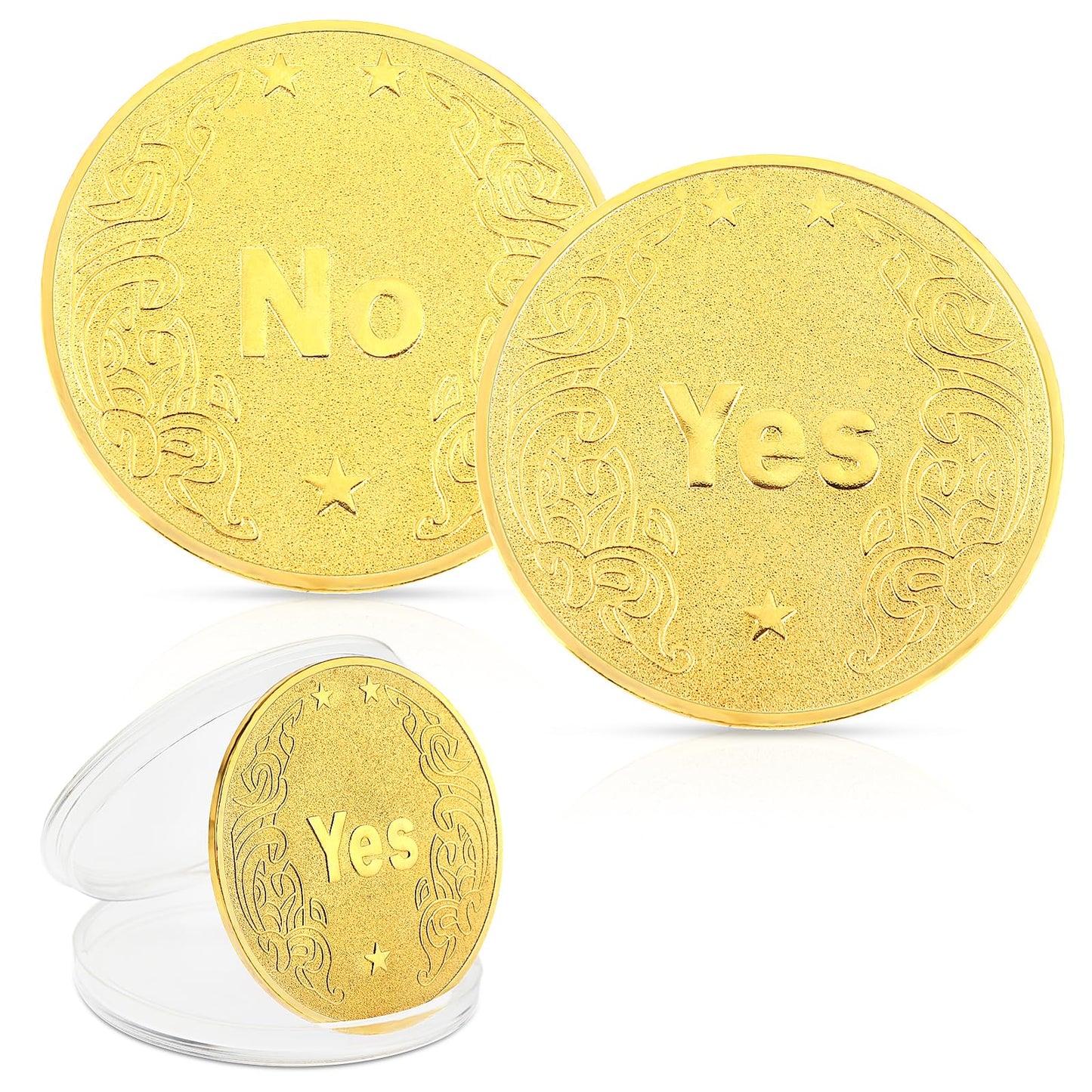 Amaxiu 2 Pcs Yes No Challenge Coin, Decision Maker Coin Lucky Decision Coin Double Sided Choice Coin Coins Antique Collection(Gold)