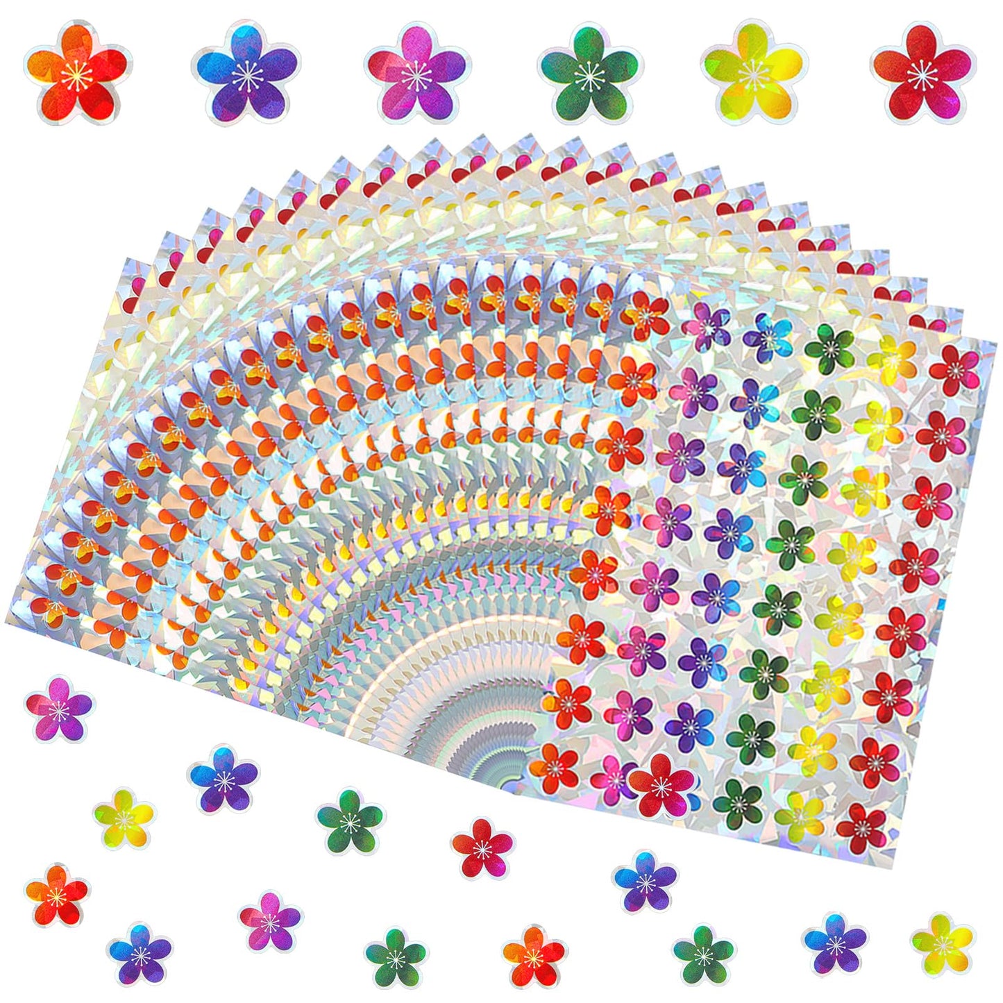 Amabro Glitter Sticker Flower Stickers, Glitter Reward Stickers for Students, Cute Flower Journal Calendar Scrapbook Stickers Self-Adhesive Flower Stickers for Laptop Journaling Suitcase