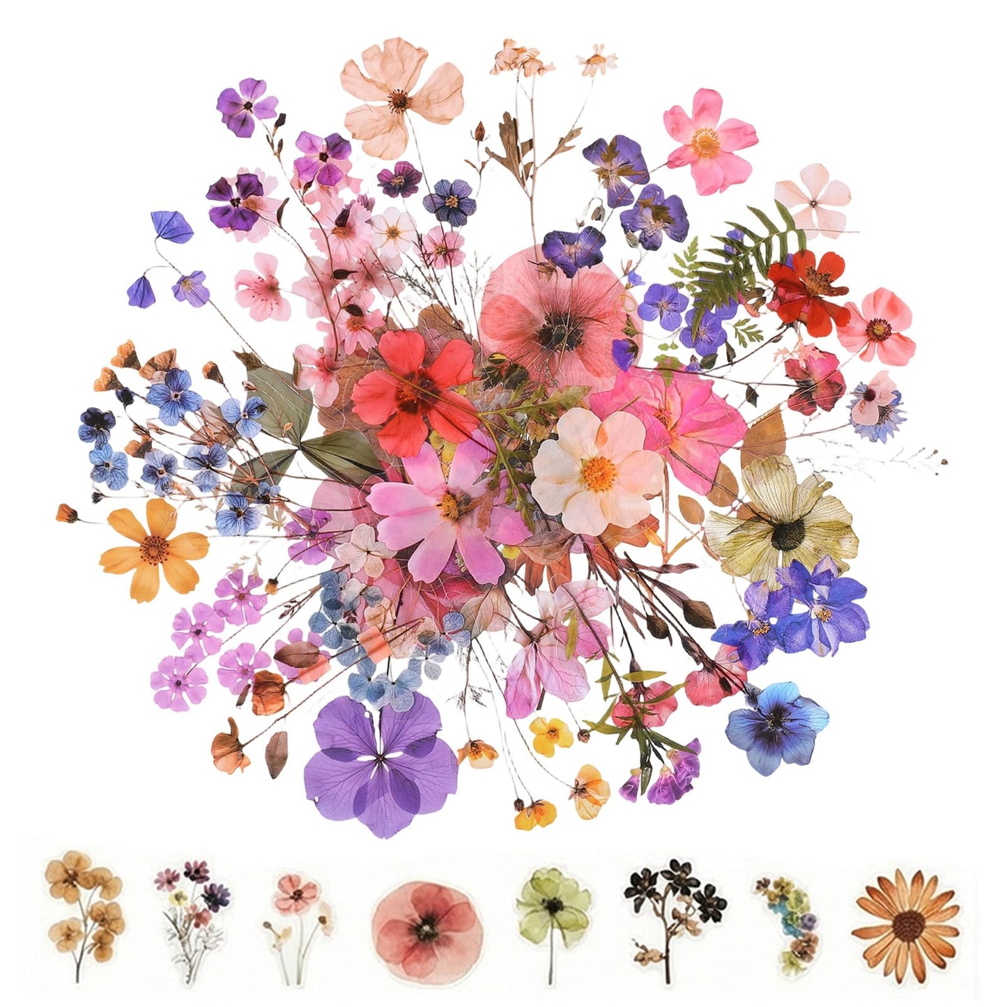 WJIAAA Pack of 200 Flower Scrapbooking Stickers, Flower Stickers, Plant Stickers, Flower Stickers for Scrapbook, Photo Album, Scrapbook, Laptops, Crafts
