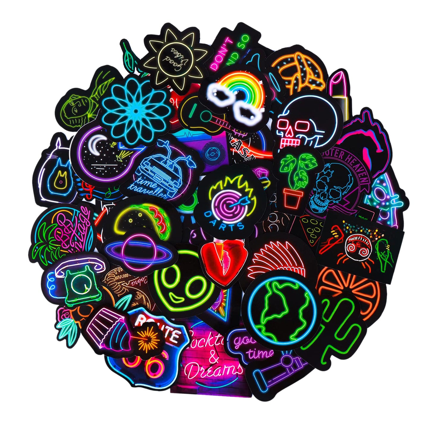 cobee Personalised Stickers,50 Pieces Cool Neon Stickers Aesthetic Sticker Waterproof Vinyl Graffiti Decals for Teens Laptop Skateboard Bike Car Water Bottle Helmet Luggage Guitar
