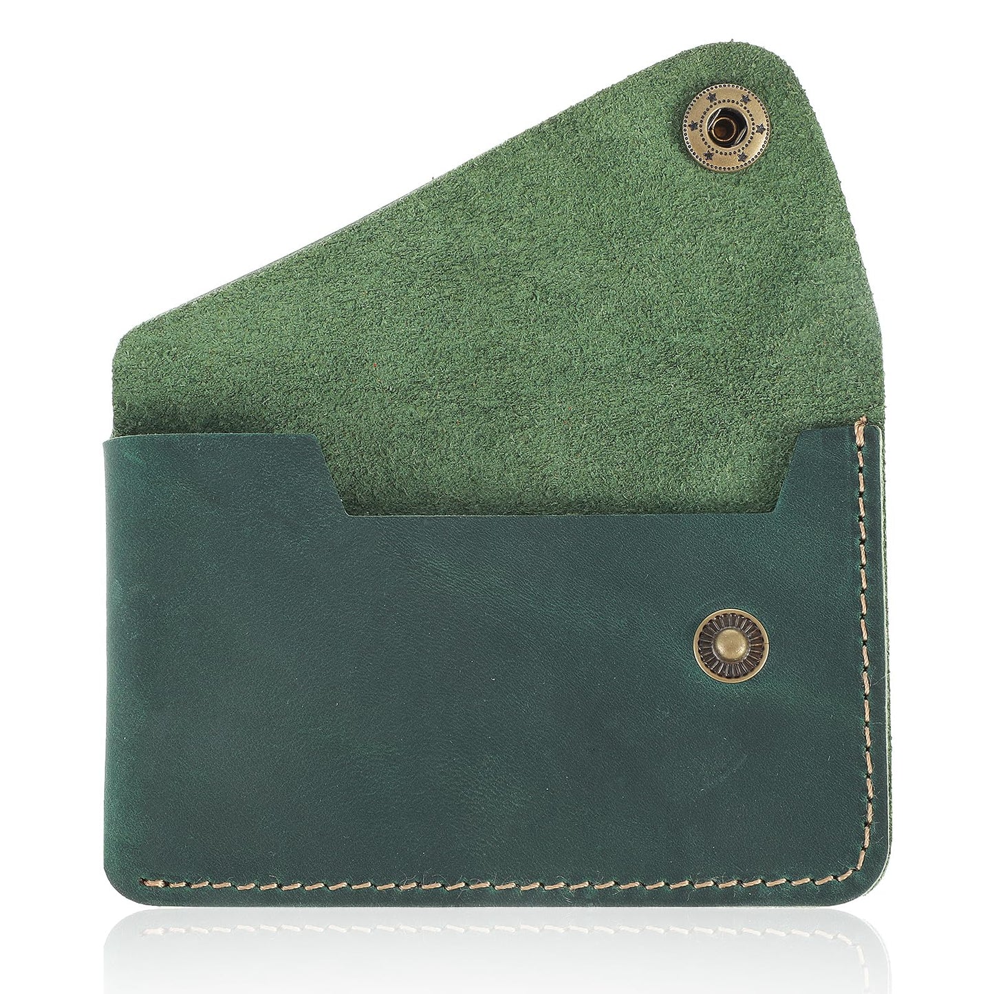 Yuanchu Business Card Case Flip Style, Leather Card Holder, Vintage Credit Card Holder, Slim Credit Card Case, Flat Wallet, Business Name Card Holder, Wallet for Men and Women, Green