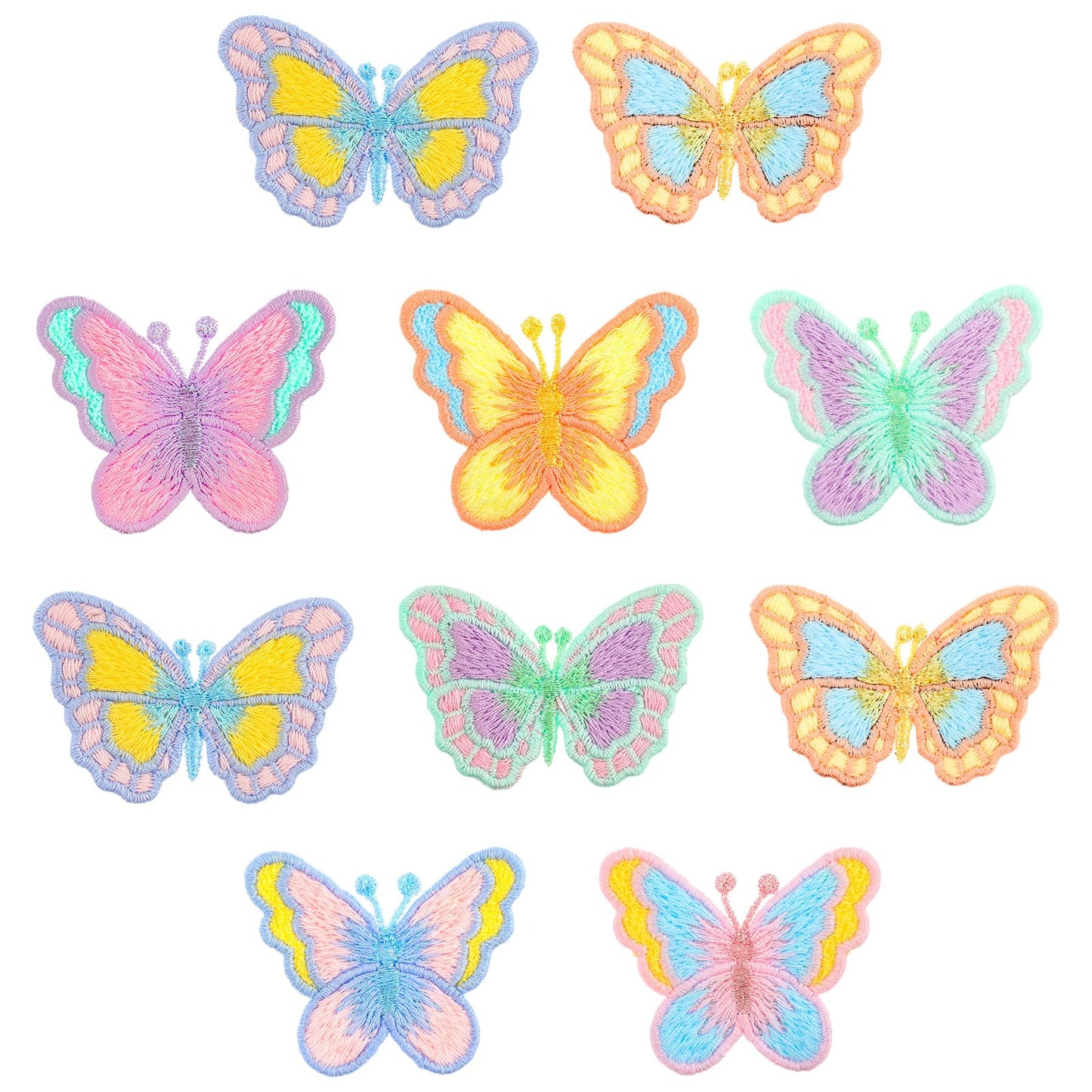 TIESOME 10Pcs Butterfly Fabric Applique Patches, Sew On Clothing Repair Patches Decorative Embroidered Patches Aesthetic Butterfly Patches DIY Accessories for Clothes Backpacks Hat Jeans Jacket