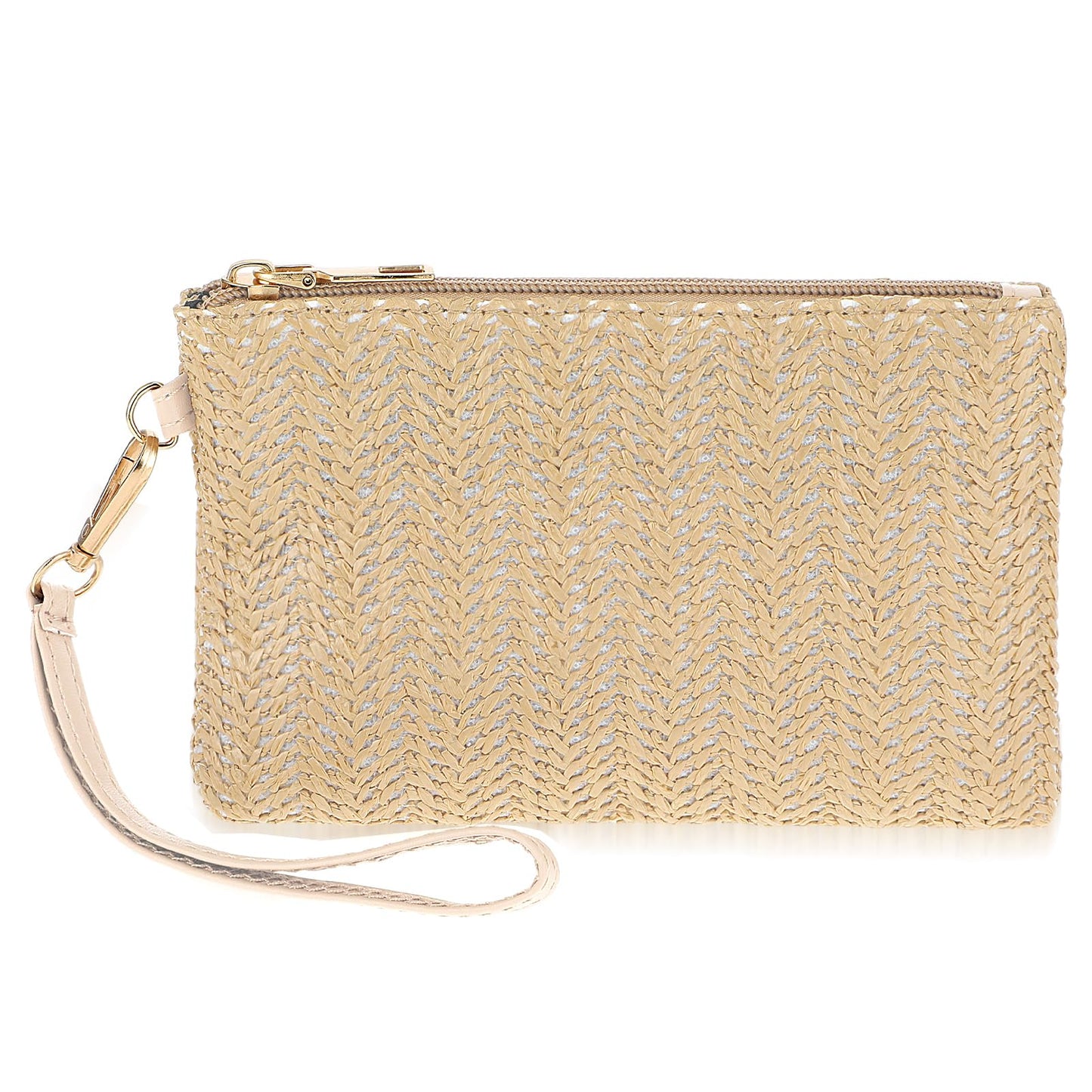 TIESOME Straw Clutch Purses for Women, Straw Woven Wristlet Wallet, Summer Beach Straw Handbag with Zipper Boho Wicker Purse(Yellow)